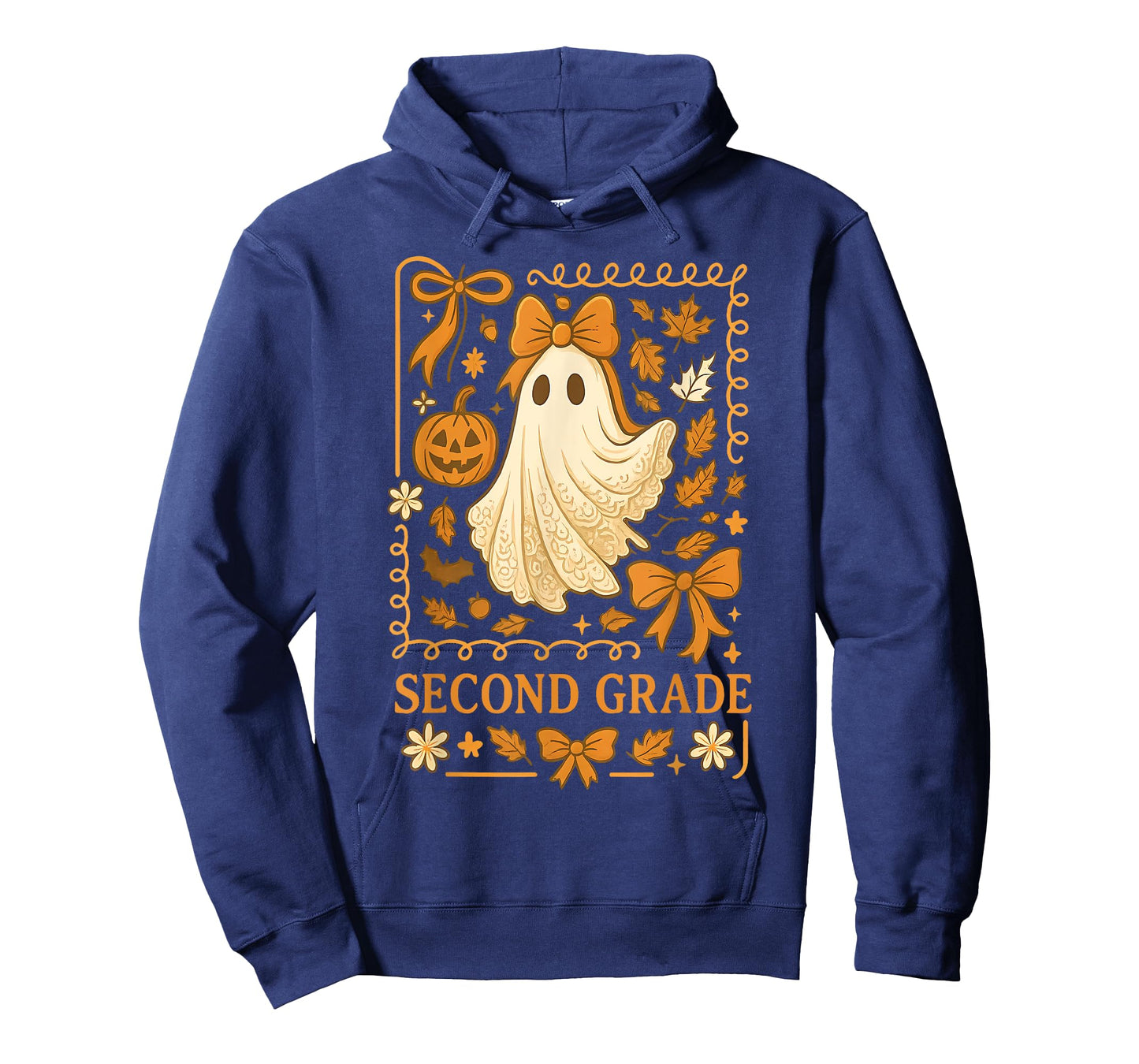 Fall Ghost Second Grade Teacher Pumpkin Autumn Halloween T-Shirt