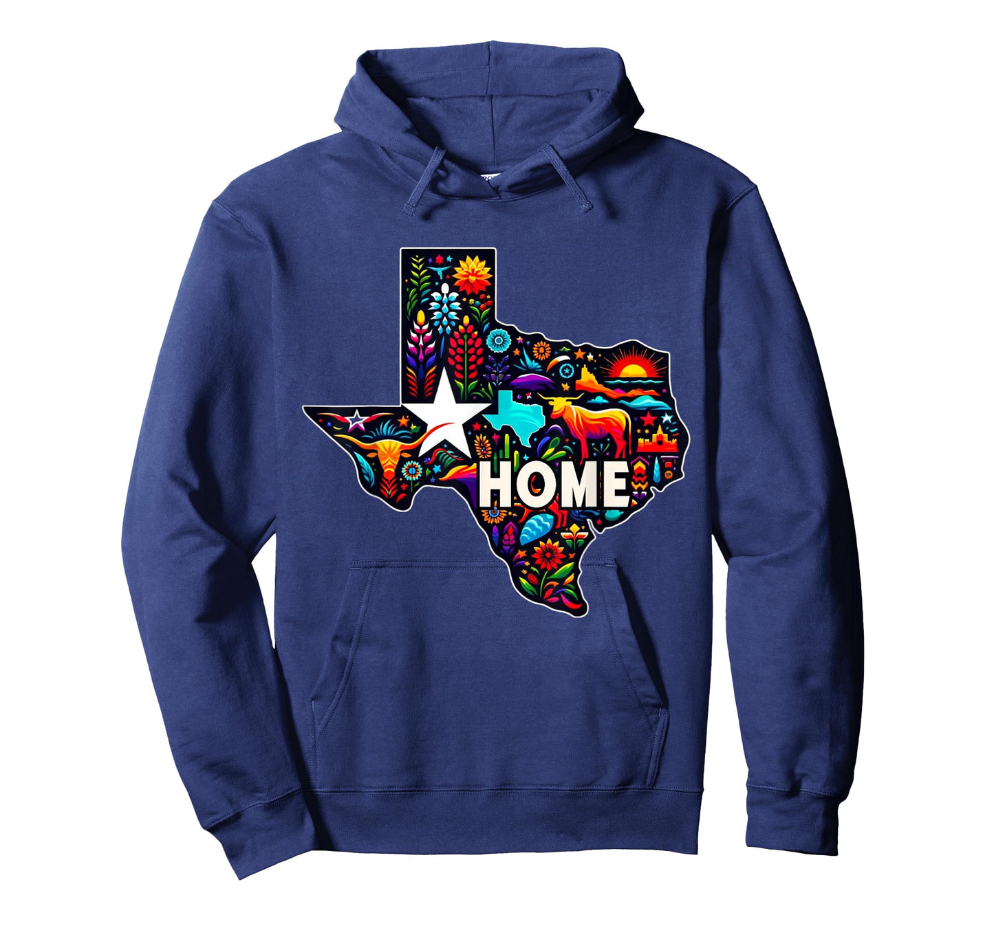 Texas State Map Home Texan Hometown Bull Flowers T-Shirt