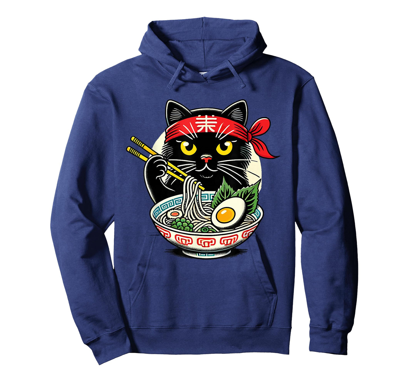 Cat Eating Ramen Noodles, Japanese Anime & Kawaii, Black Cat T-Shirt