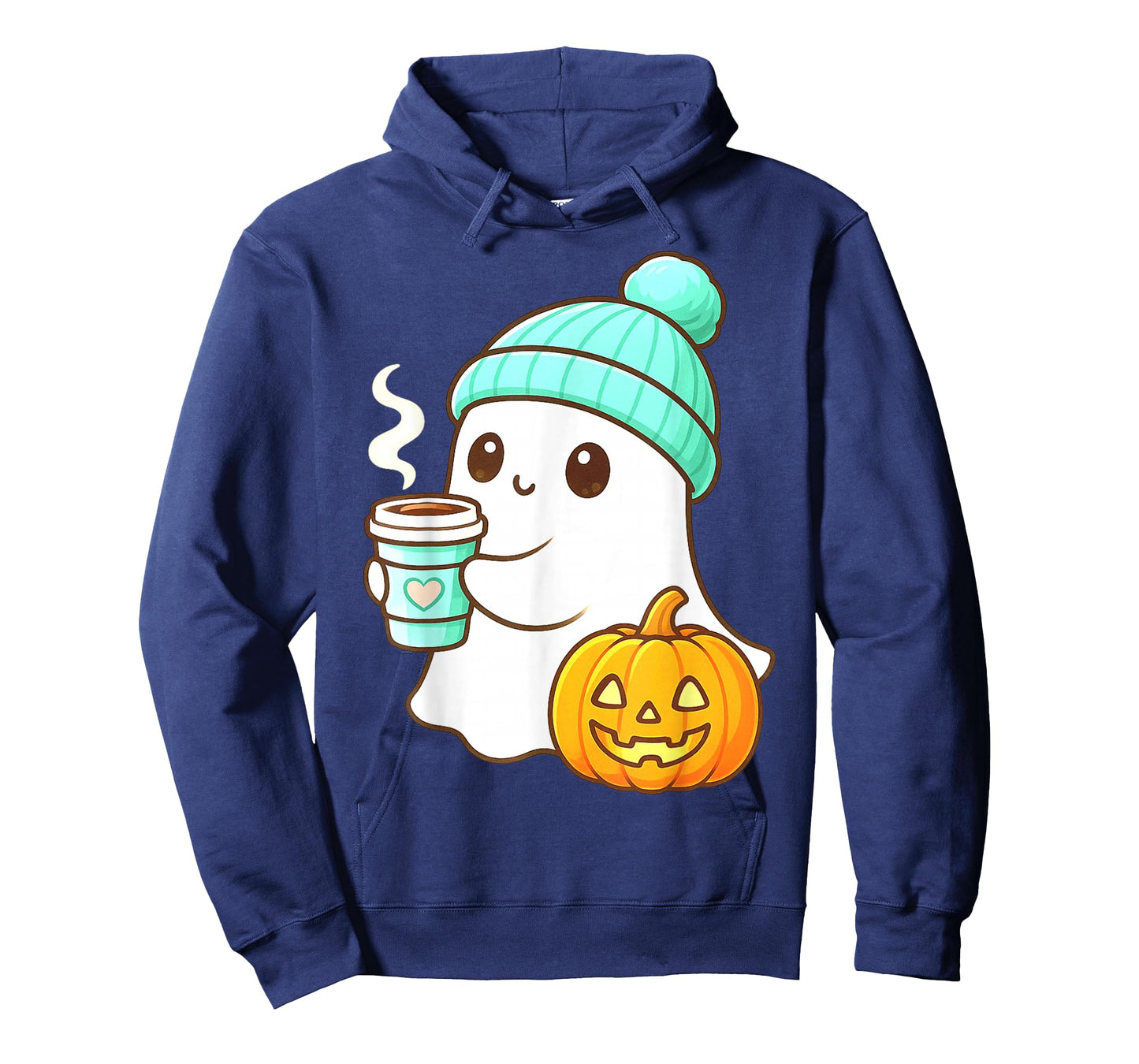 Kawaii Ghost with Pumpkin Coffee Cozy Halloween Autumn Fall T-Shirt