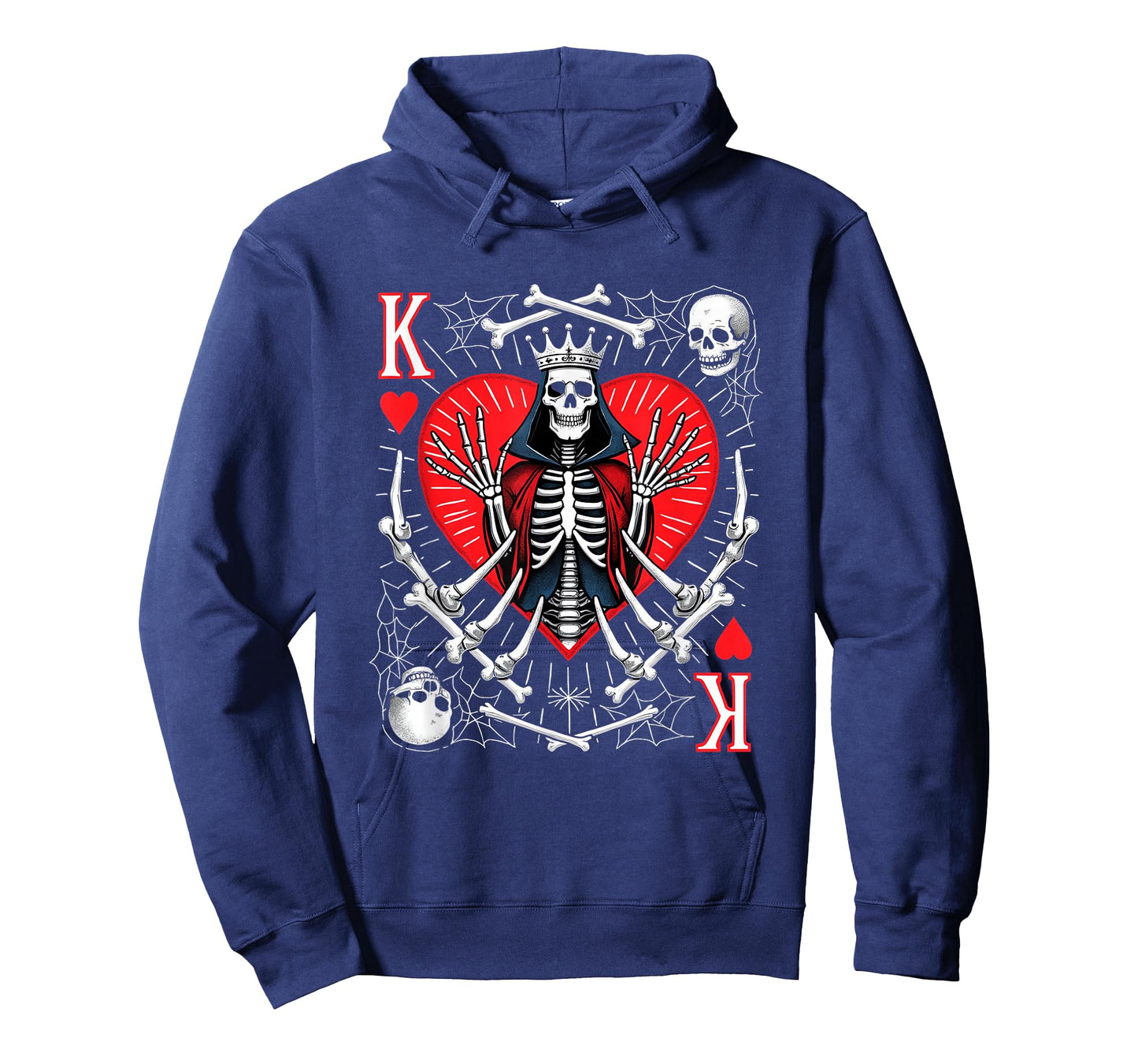 Creepy Skeleton King of Hearts Halloween Playing Card Poker T-Shirt