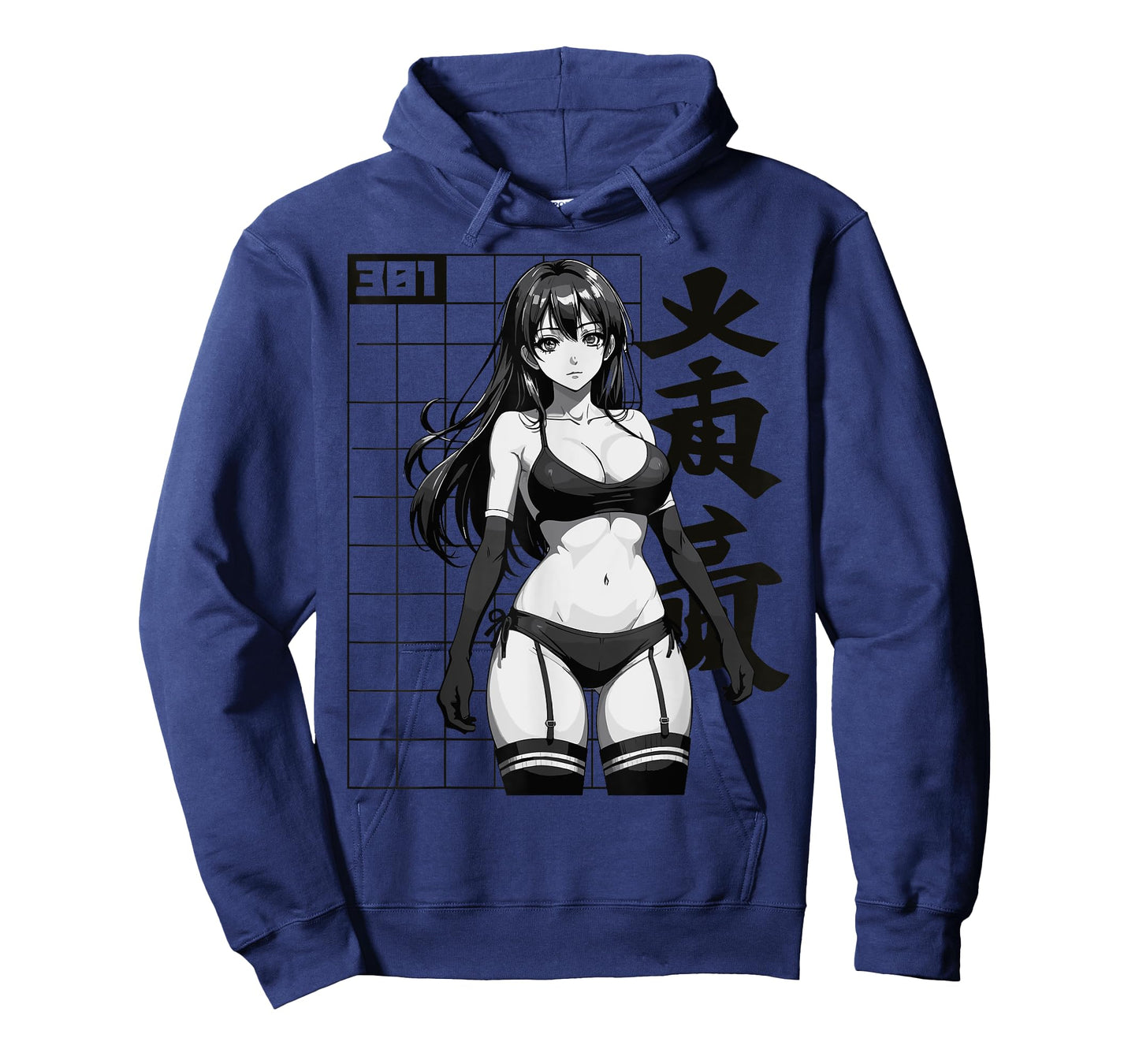 Sexy Waifu Otaku Anime Girl Japanese in Black and White Art T-Shirt