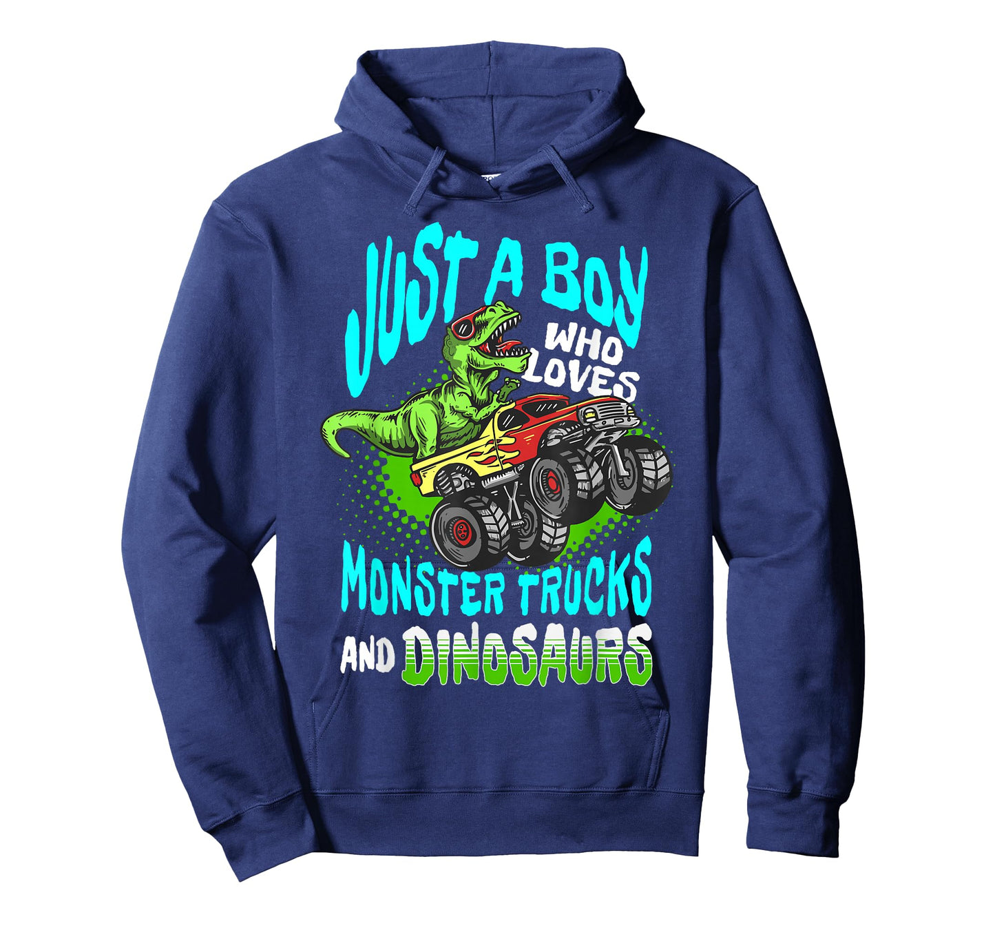 Dino Lover Just a Boy Who Loves Monster Trucks and Dinosaurs T-Shirt