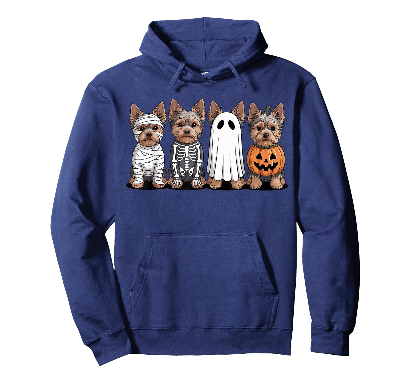 Spooky Ghost Yorkshire Terrier Pumpkin Halloween Skeleton T-Shirt