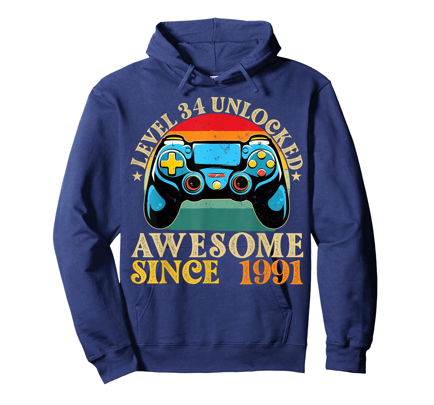 Level 34 Unlocked Awesome Since 1991 34th Birthday Gamer T-Shirt