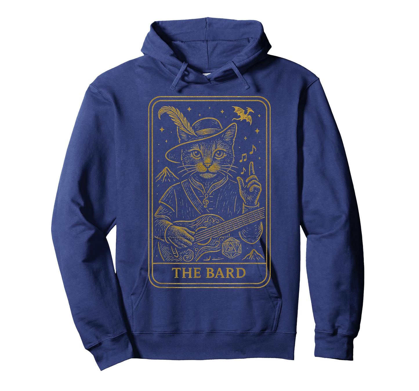 RPG Gamer The Bard D20 Dice Nerdy Geek Cat Men Women Kids T-Shirt