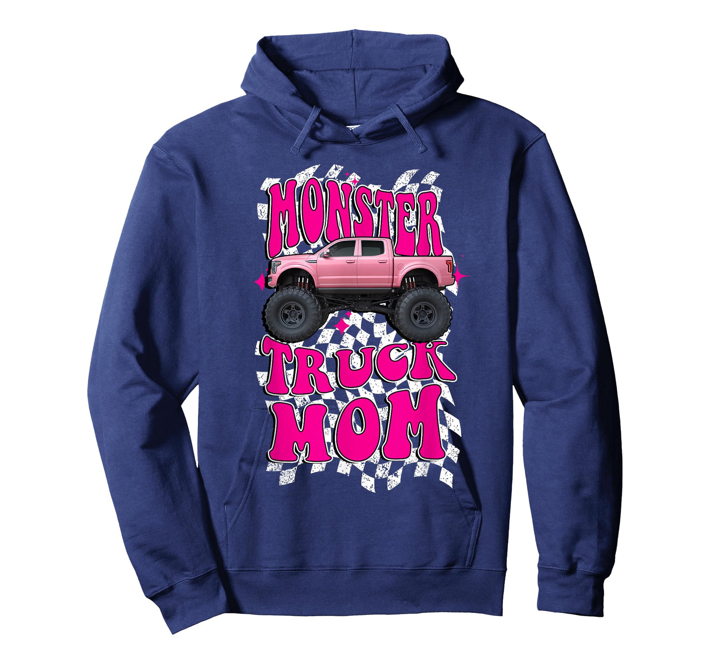 Monster Truck Mom Wavy Retro Vintage Pink Monster Truck T-Shirt