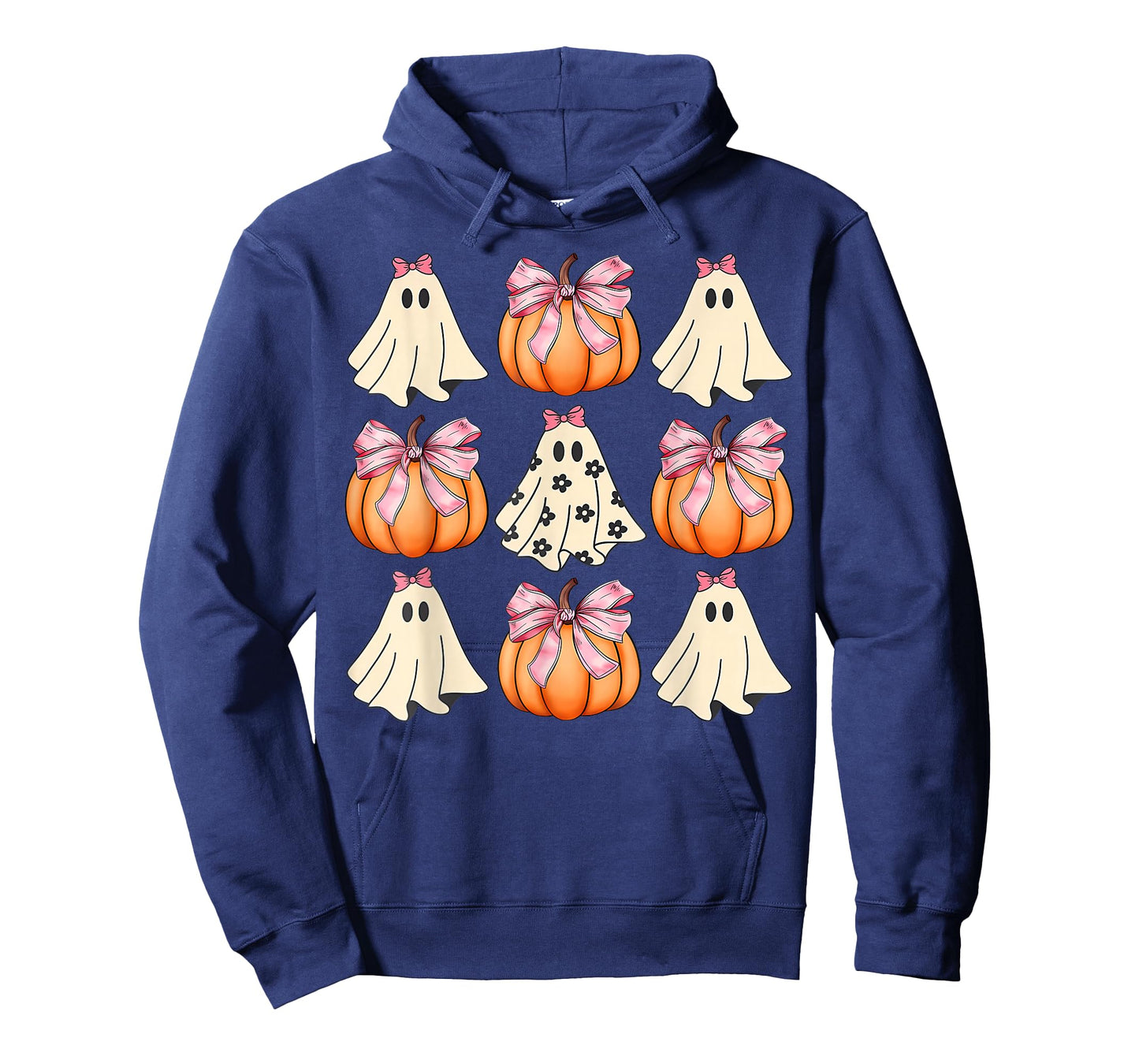 Cute Ghost Florals Pink Coquette Bows Pumpkins Halloween T-Shirt