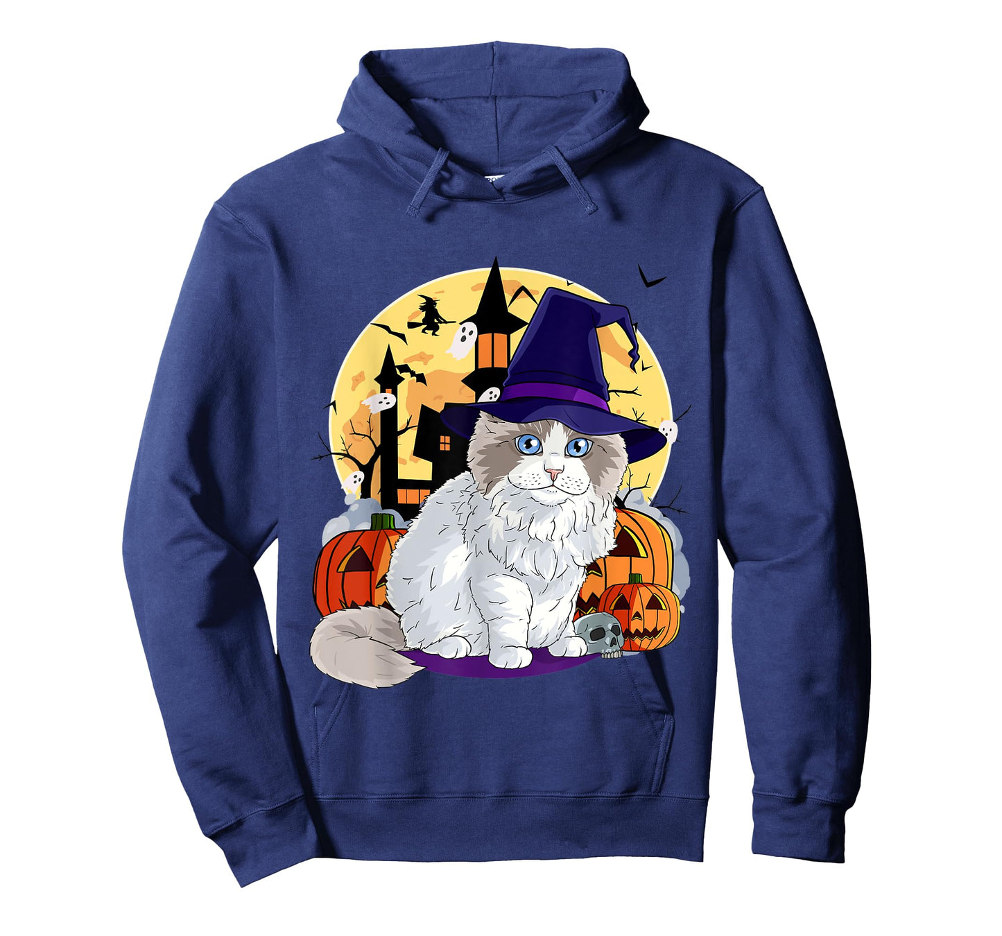 Cute Ragdoll Cat Halloween Witch Pumpkin Men Women Kids T-Shirt