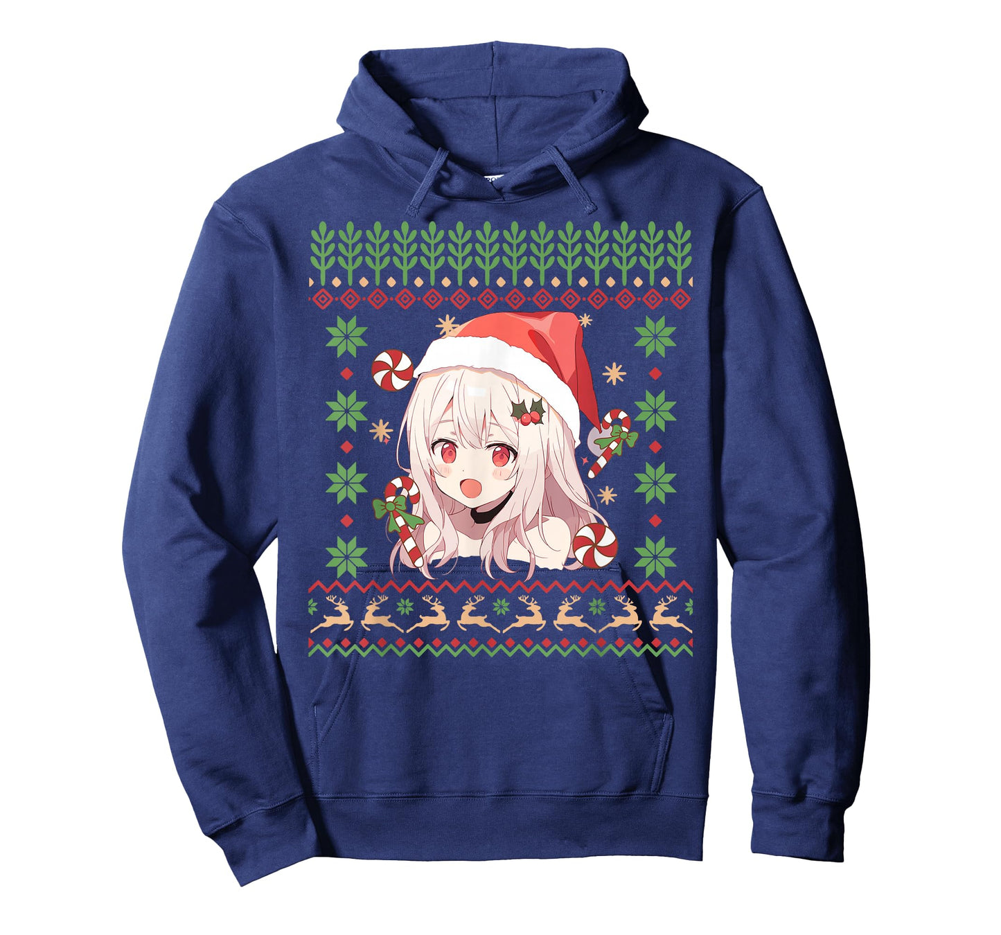 Cute Anime Girl Santa Hat Ugly Sweater Anime Otaku Christmas T-Shirt