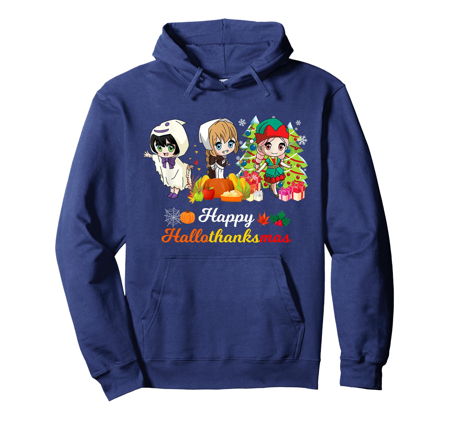 Halloween Thanksgiving Christmas Hallothanksmas Anime Girl T-Shirt