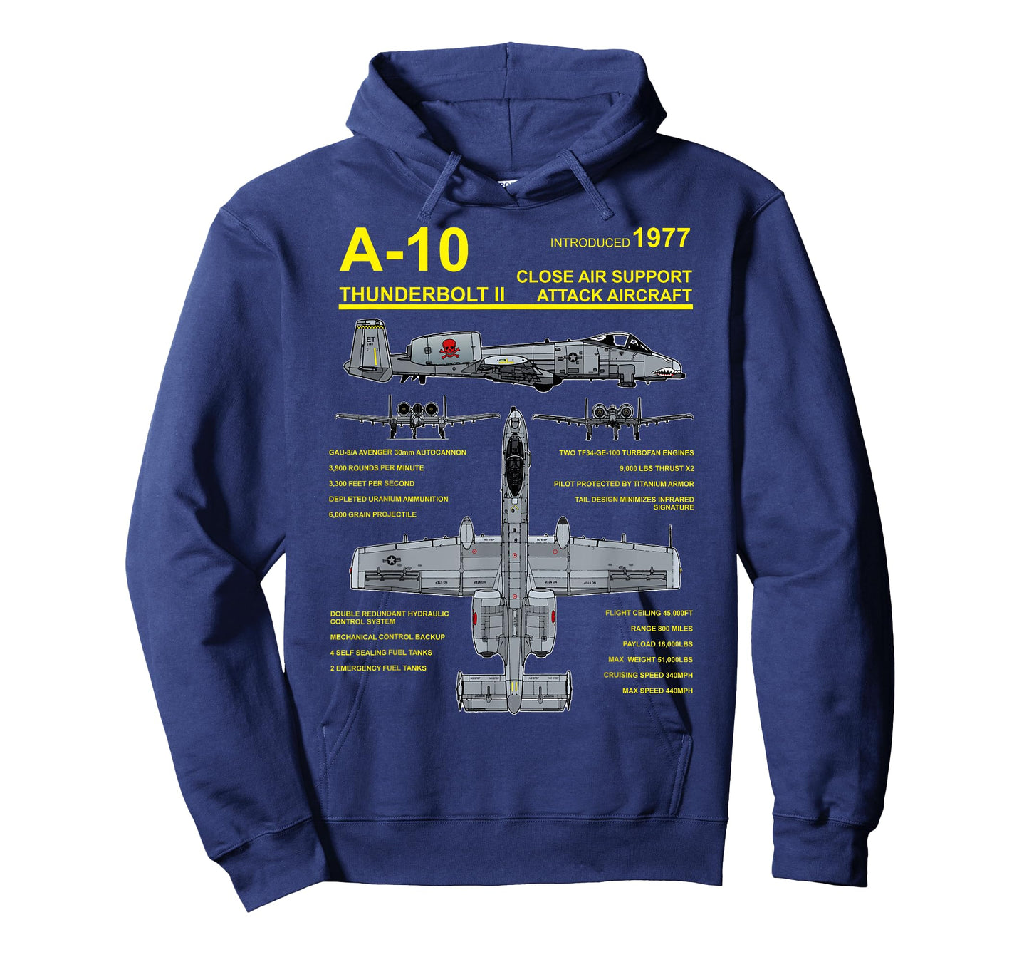 A-10 Thunderbolt II Warthog Military Jet Blueprint T-Shirt
