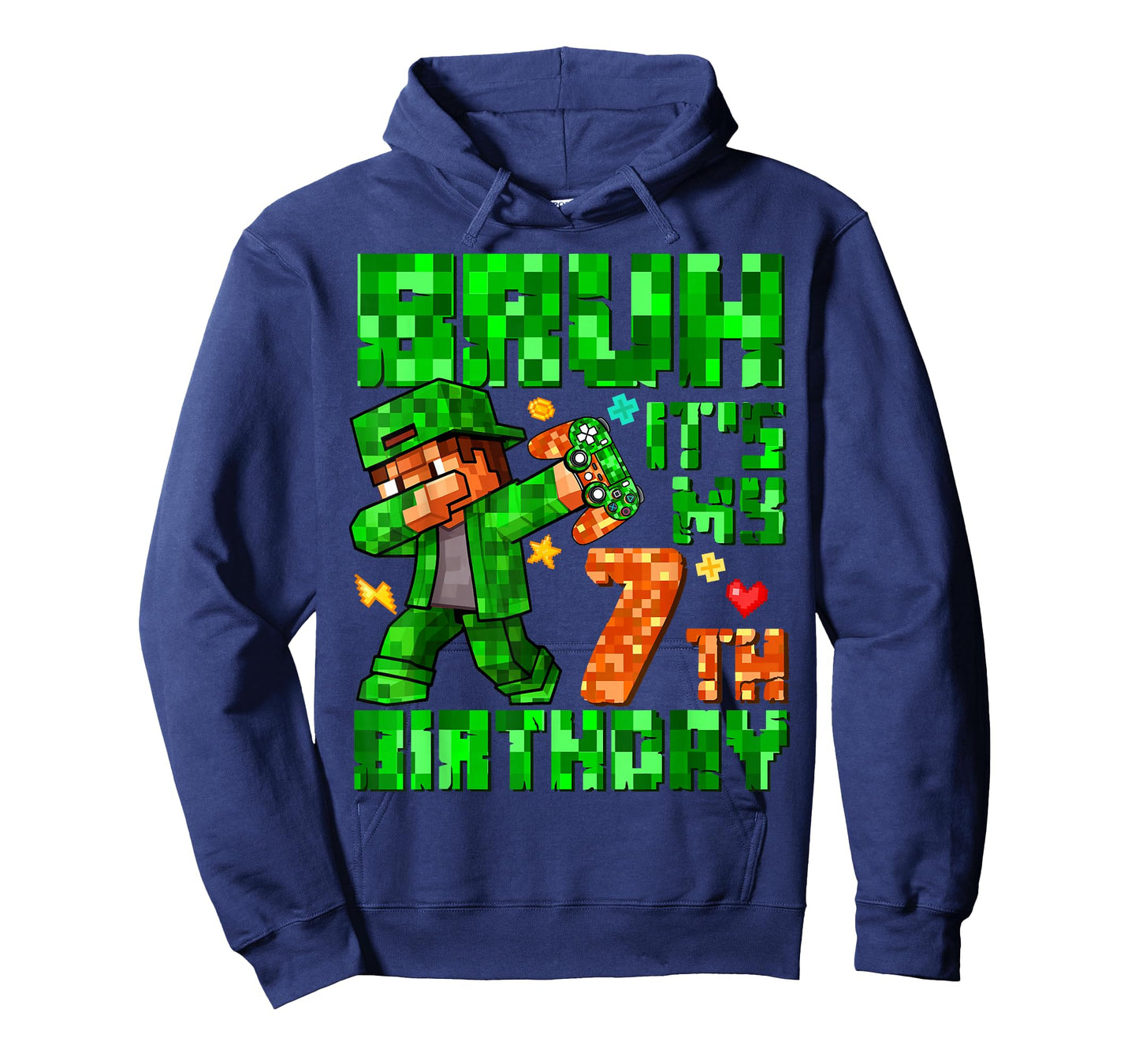 Bruh It's My 7th Birthday Boy Game Pixel 7 Years Old Kids T-Shirt