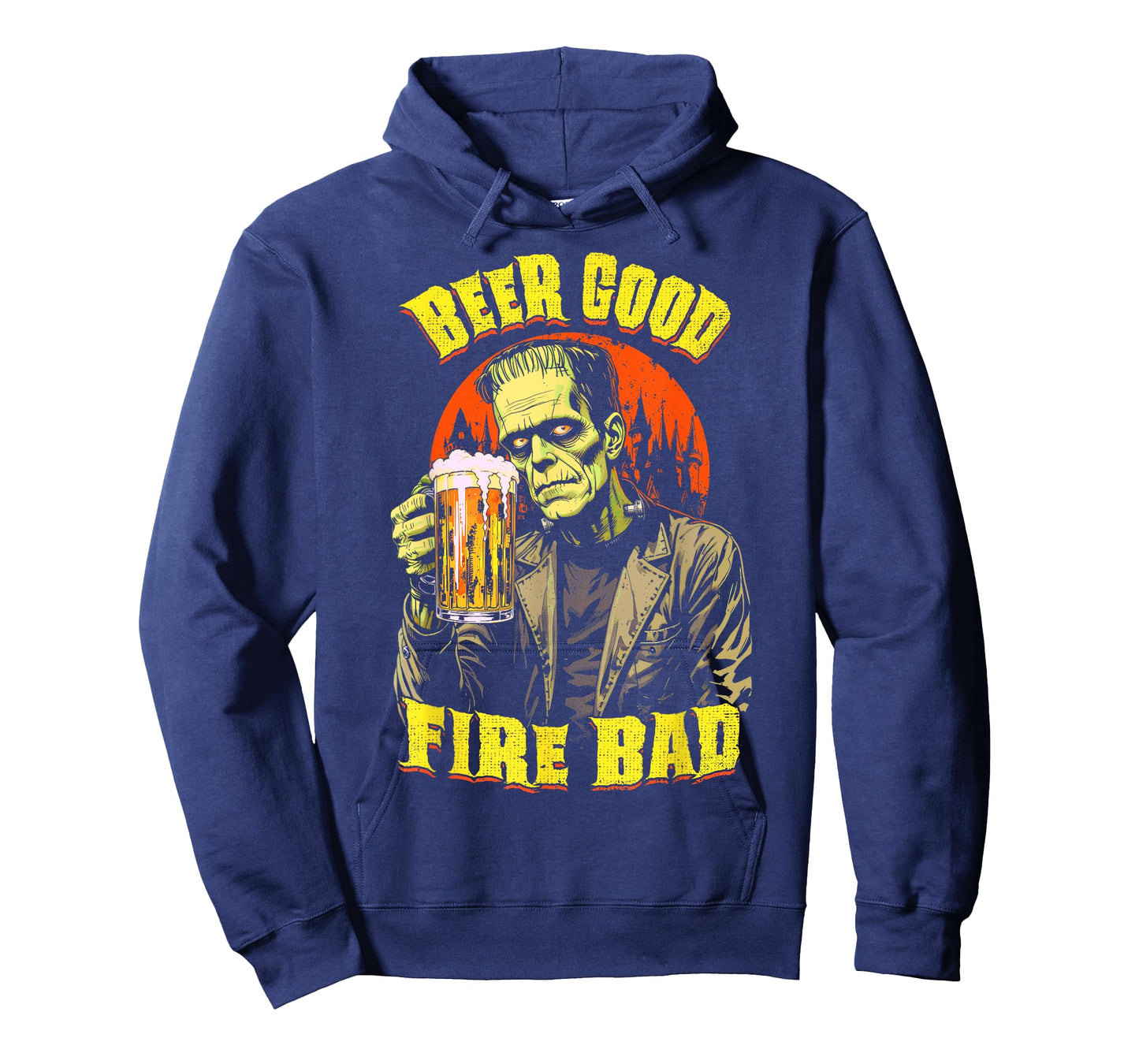 Beer Good Fire Bad Frankenstein Funny Bartender Halloween T-Shirt