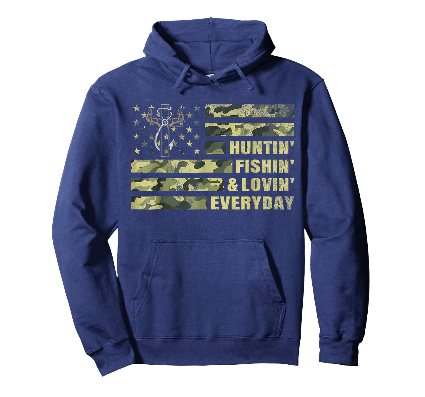 Hunting Fishing Loving Every Day Camo American Flag Patriot T-Shirt