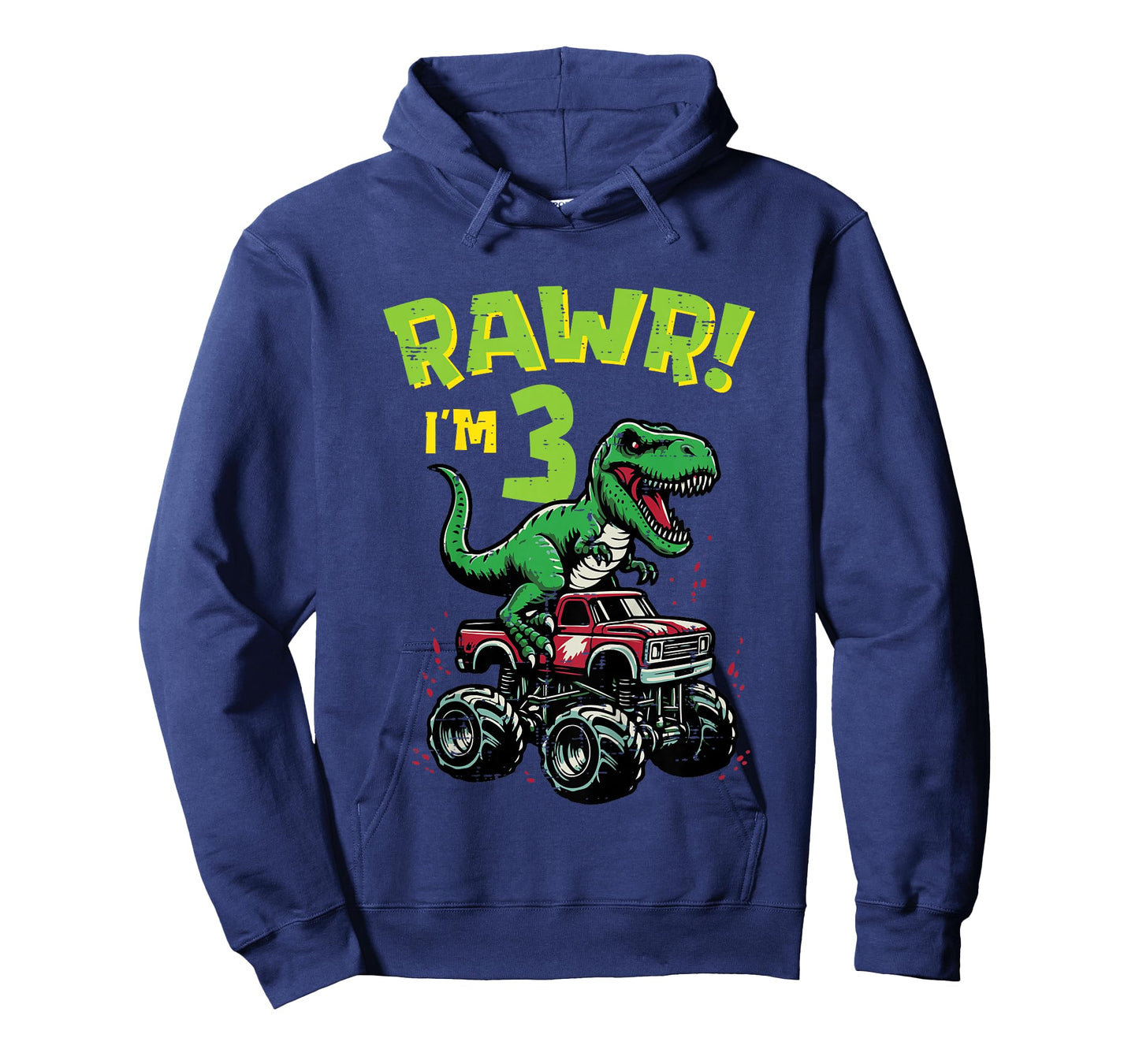 Kids Rawr Im 3 Dino On Monster Truck 3rd Birthday Trex Boys Kids T-Shirt