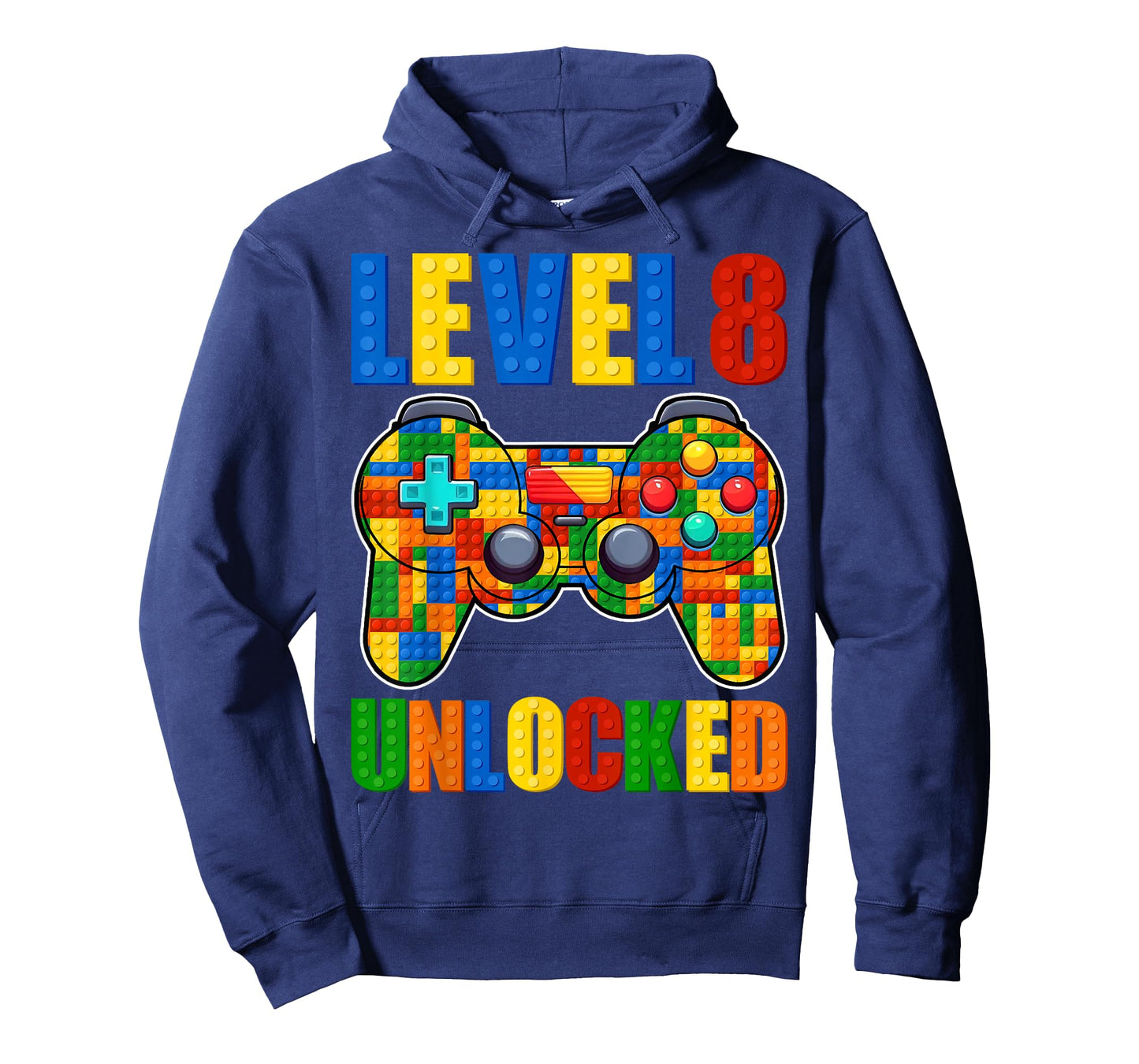 Level 8 Unlocked Building Blocks 8th Birthday Video Game Boy T-Shirt