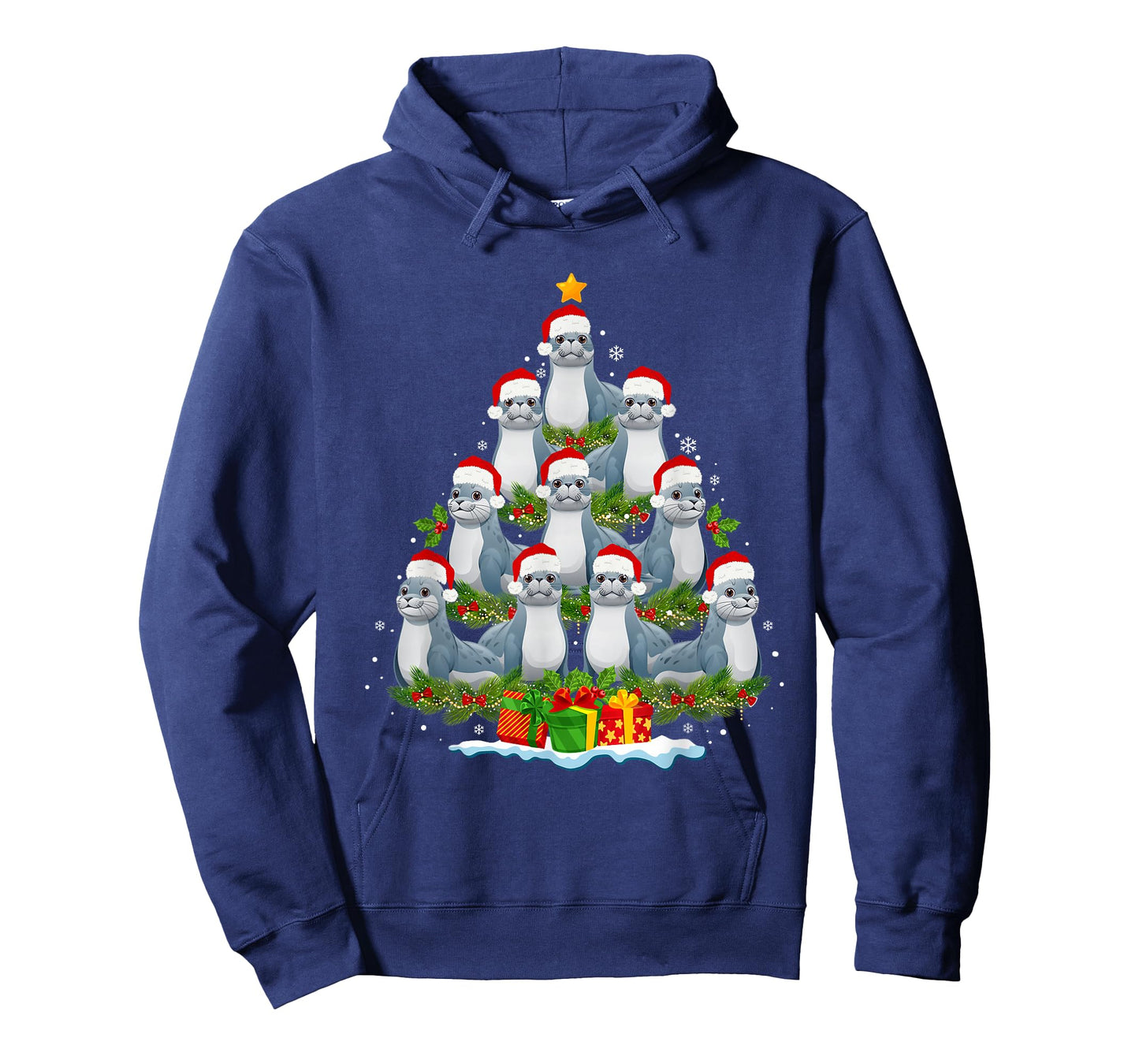 Seal Christmas Tree Lights Funny Xmas Sea Animals Lover T-Shirt