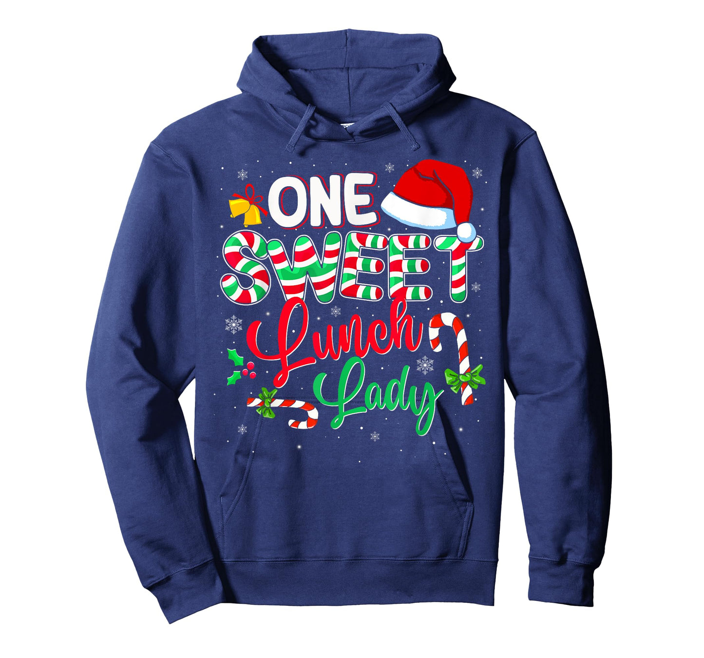 One Sweet Lunch Lady Christmas Candy Cane Santa Hat Funny T-Shirt