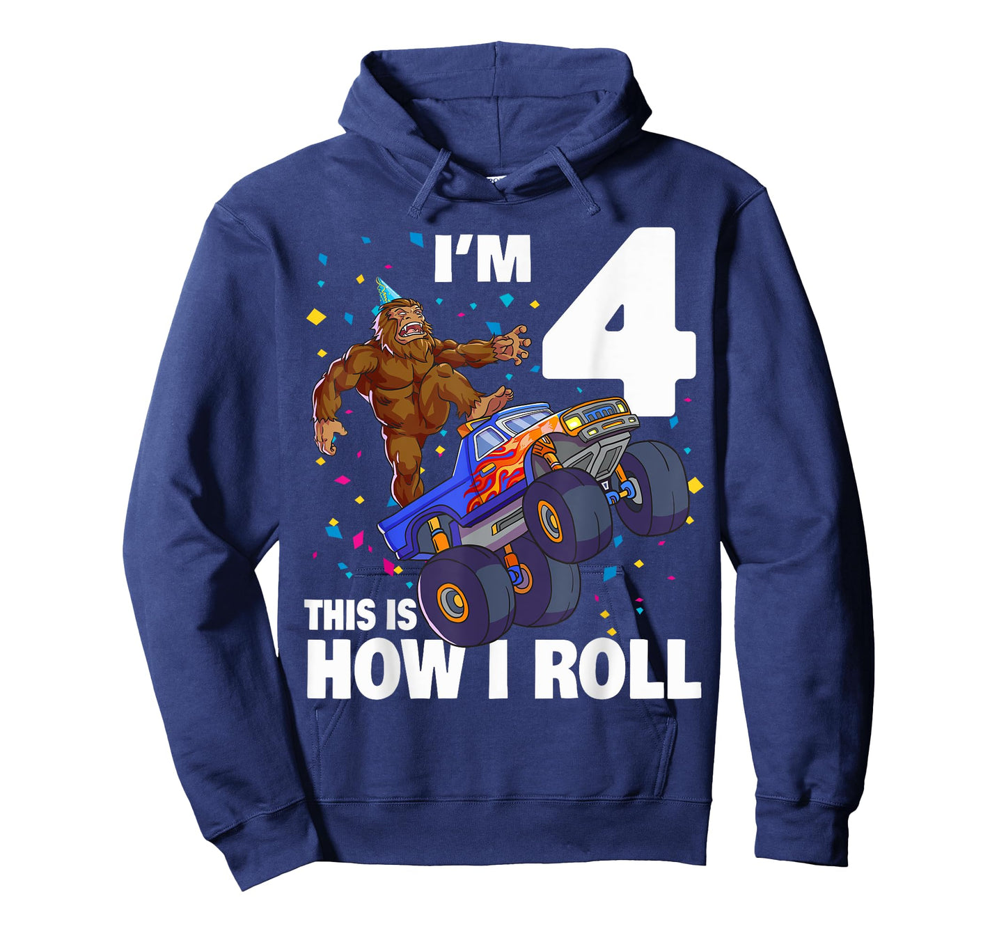 I'm 4 Bigfoot Sasquatch Monster Truck Kids 4th Birthday Boy T-Shirt