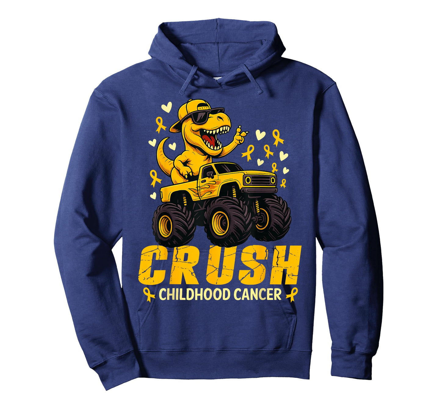 Crush Childhood Cancer Awareness Monster Truck Dinosaur T-Shirt