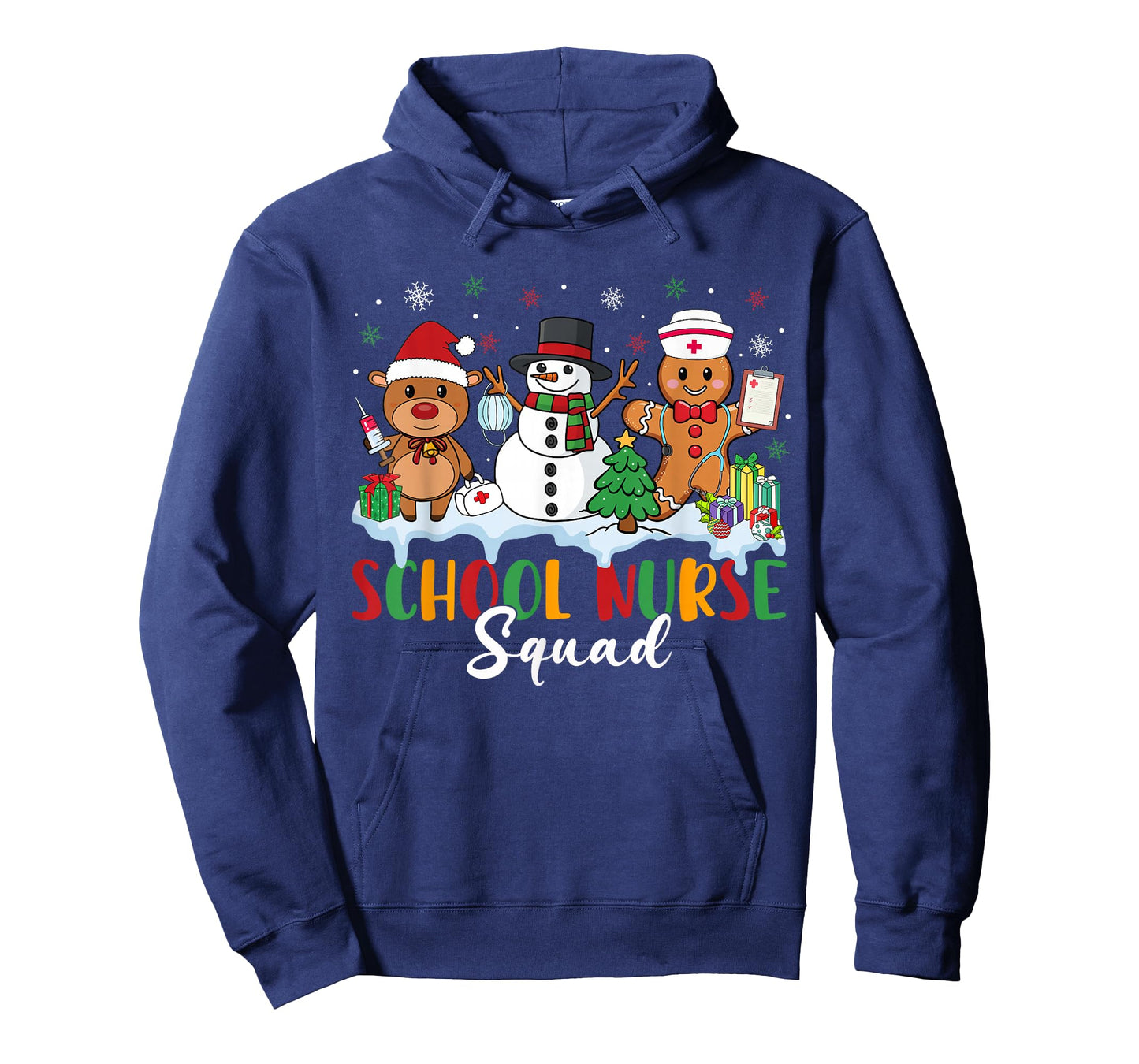 School Nurse Squad Reindeer Snowman Gingerbread Christmas T-Shirt