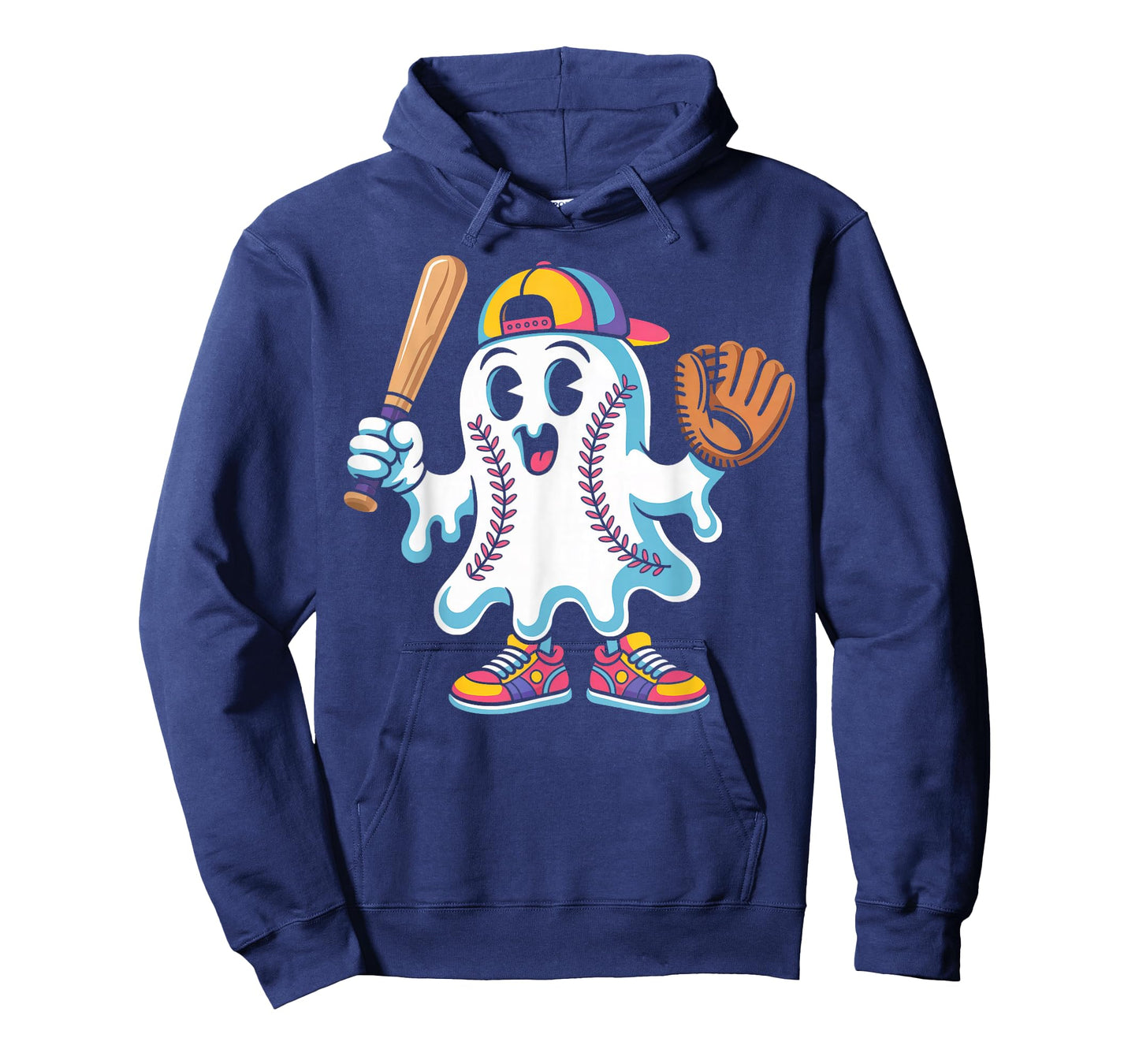 Ice Cream Drip Ghost Baseball Spots Baseball Drip Halloween T-Shirt