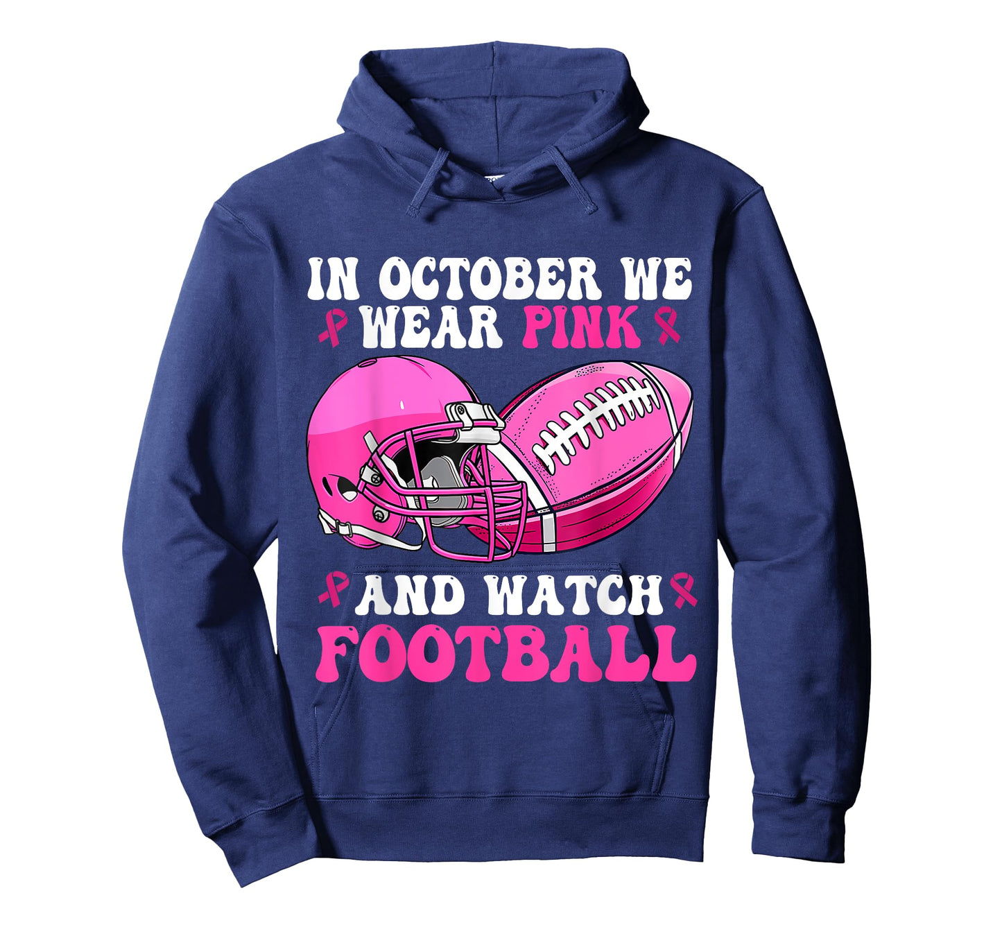 In October We Wear Pink Football Breast Cancer Awareness T-Shirt