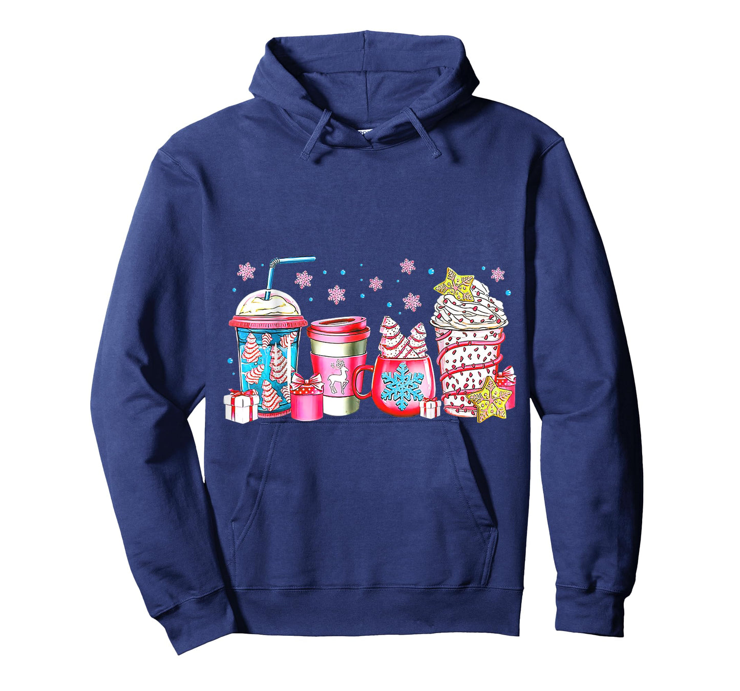 Cute Pink Coffee Cups Latte Christmas Design Women Girls T-Shirt