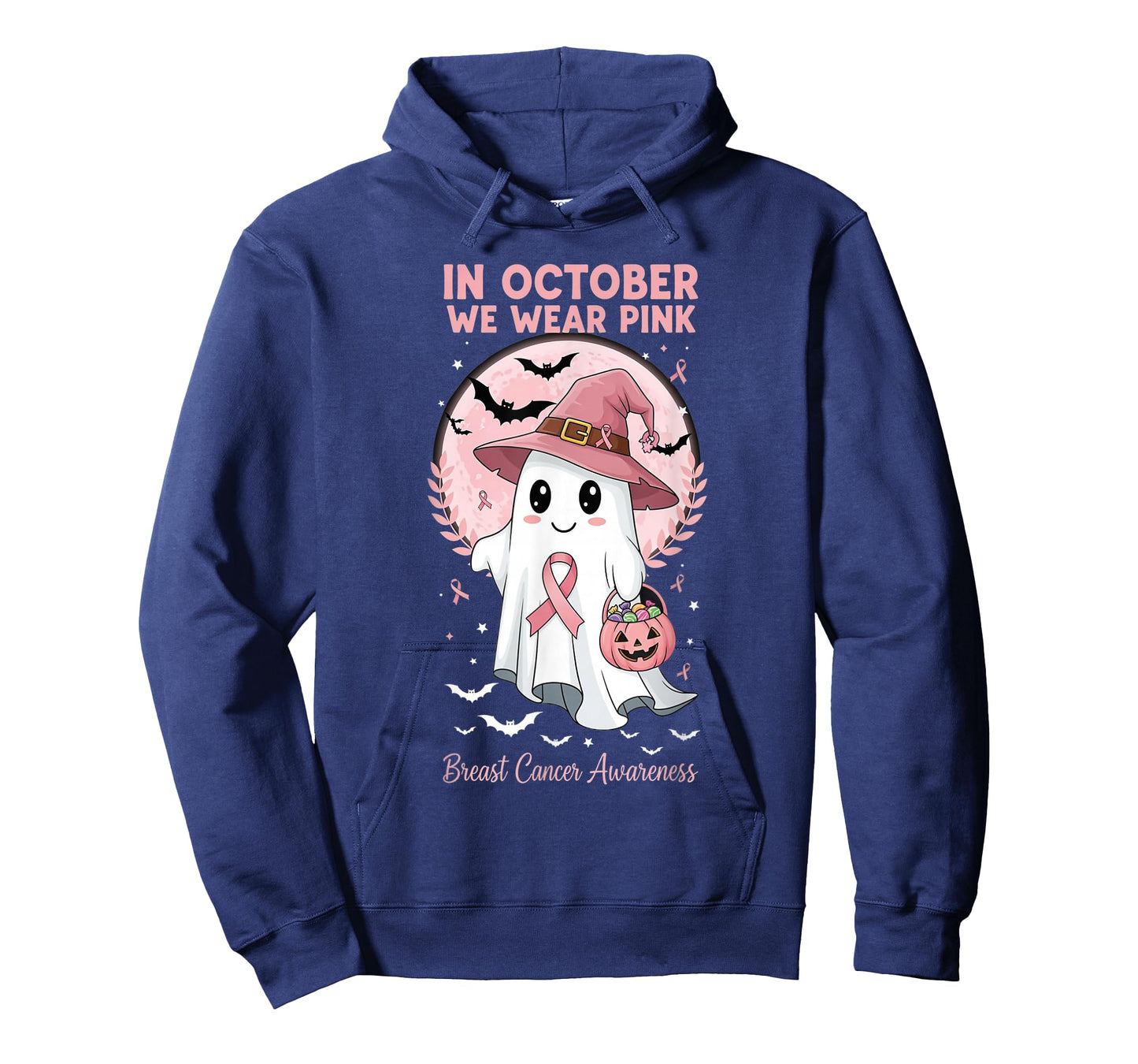 in October We Wear Pink Ghost Breast Cancer Awareness T-Shirt