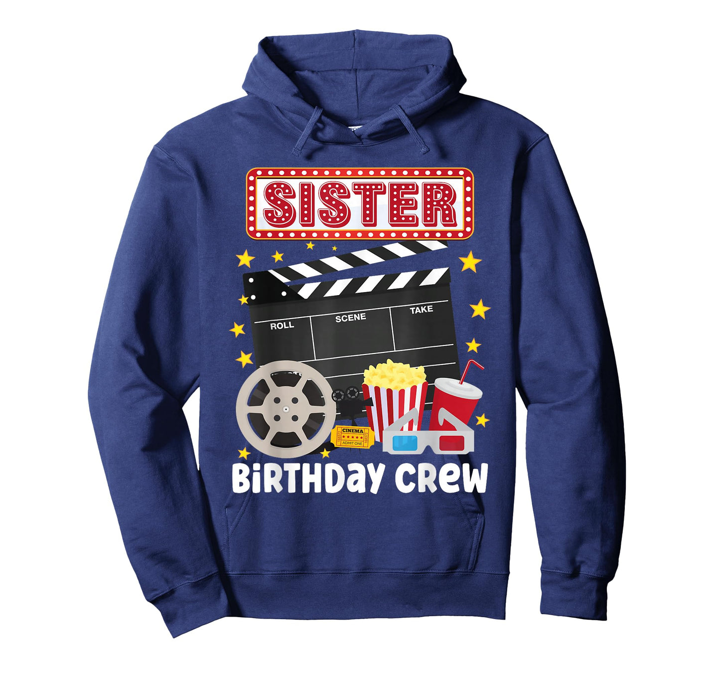 Sister Birthday Crew Movie Night Theme Matching Party T-Shirt