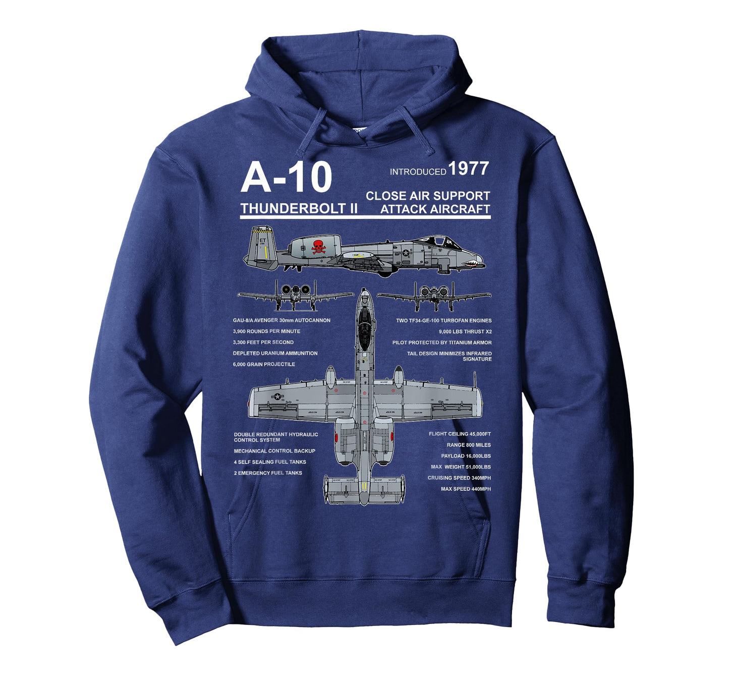 A-10 Thunderbolt II Warthog Military Jet Blueprint T-Shirt