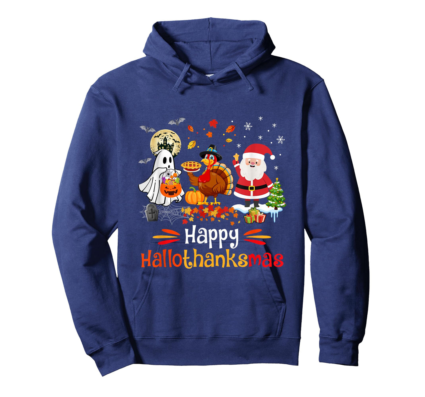 Happy Hallothanksmas Ghost Turkey Pumpkin Christmas Santa T-Shirt