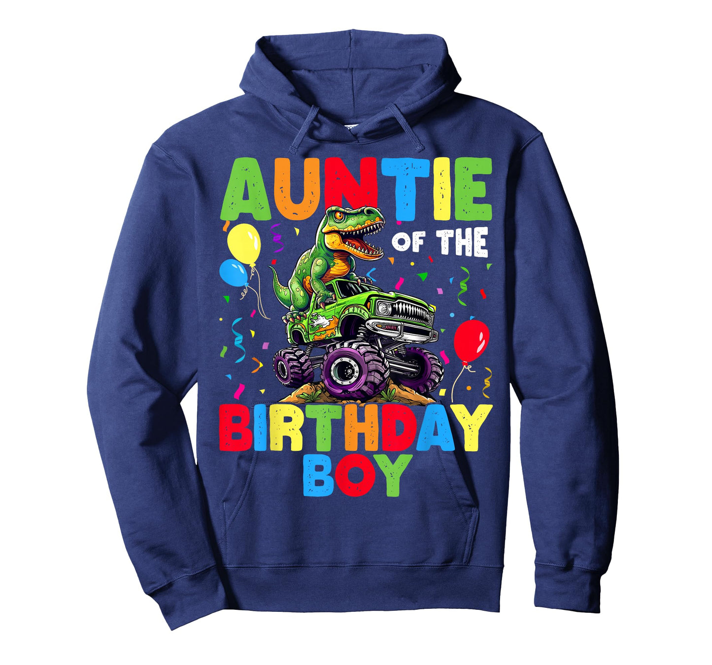 Auntie Of The Birthday Boy Dinosaur T-Rex Monster Truck T-Shirt