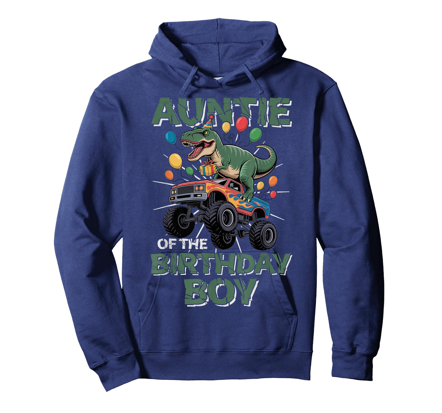 Auntie of The Birthday Party Outfit Monster Truck Auntie T-Shirt