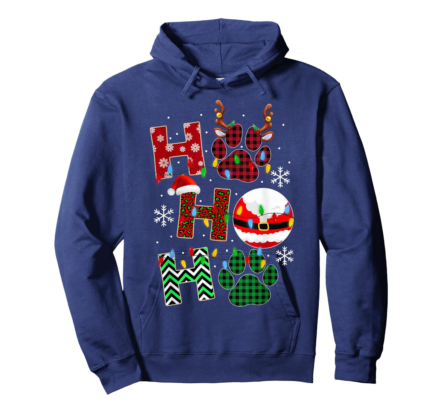 HoHoHo Dog Paw Christmas Pajama Cute Holiday Dog Lovers Xmas Men Women Kids T-Shirt