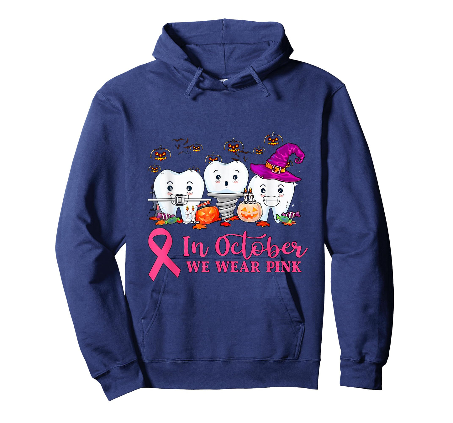 In October We Wear Pink Ribbon tooth Breast Cancer awareness T-Shirt