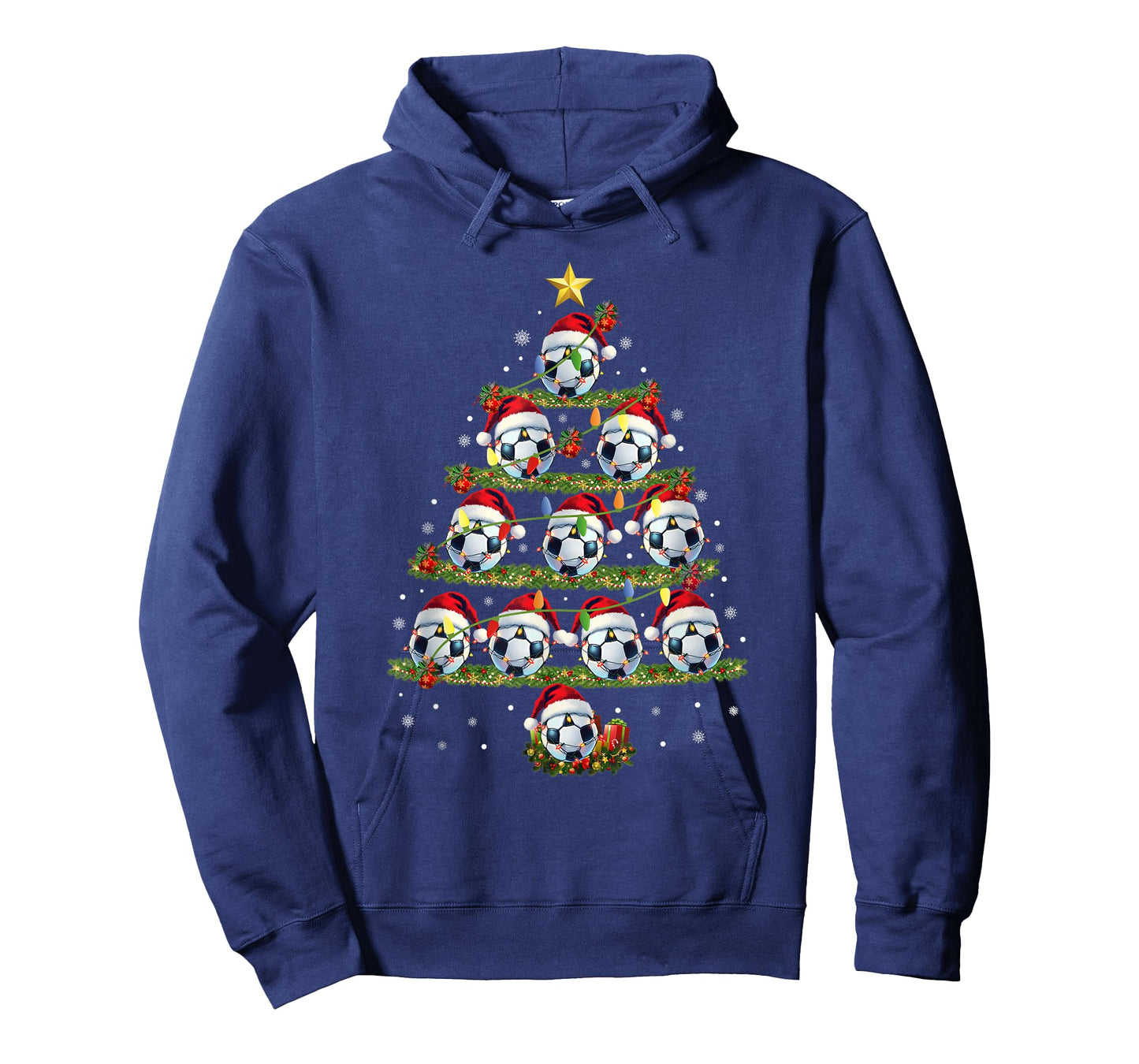Soccer Christmas Tree Lights Santa Hat Family Xmas Pajamas T-Shirt