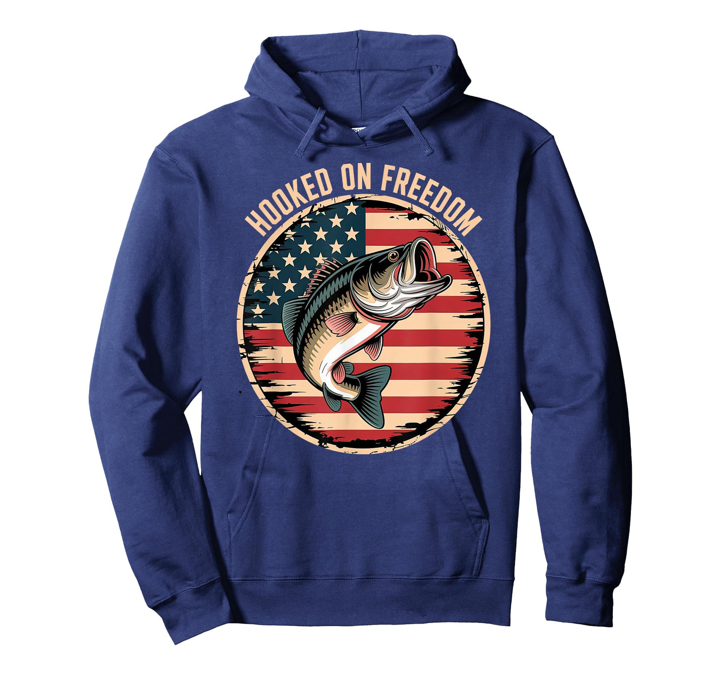 Patriotic Bass Fishing Jumping Over Distressed American Flag T-Shirt