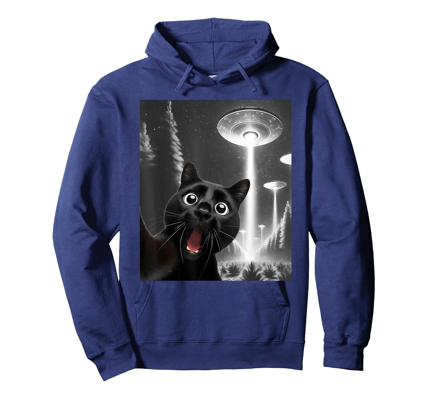 Funny Black Cat Alien UFO Taking a Selfie Cat Mom Dad T-Shirt