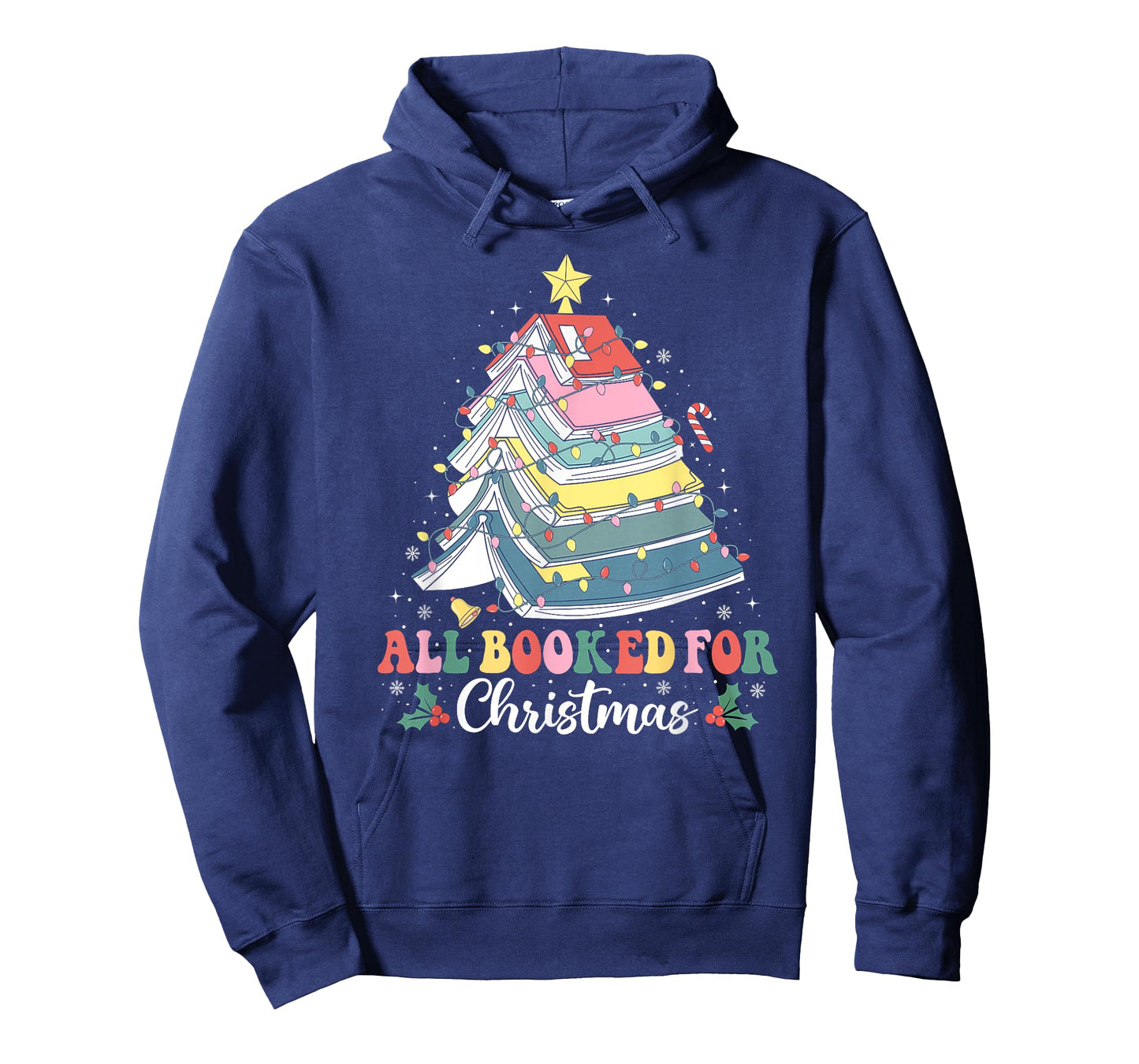 All Booked For Christmas Book Tree Lights Christmas Library T-Shirt