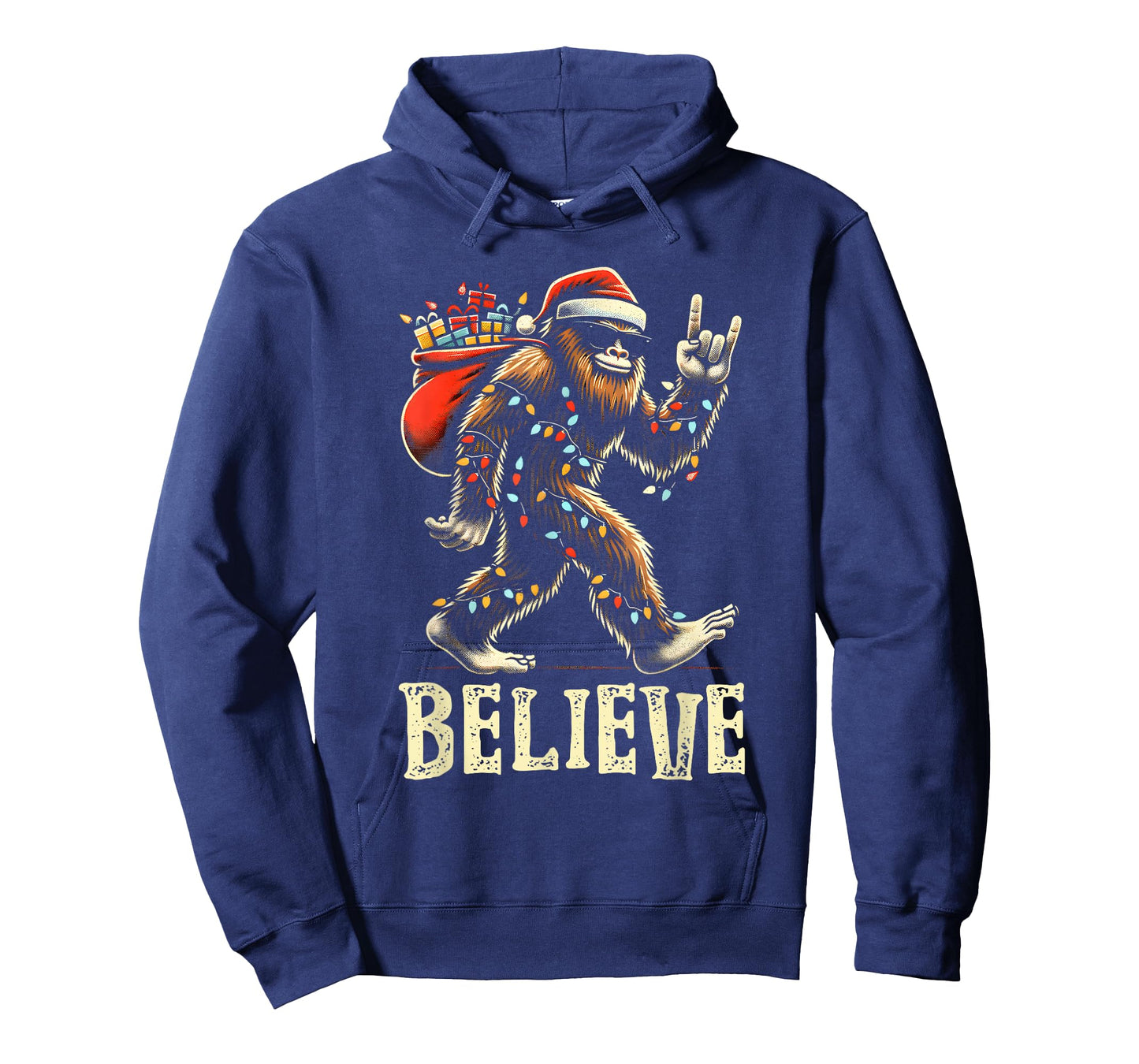 Believe Bigfoot Sasquatch Santa Reindeer Christmas Tree Xmas T-Shirt