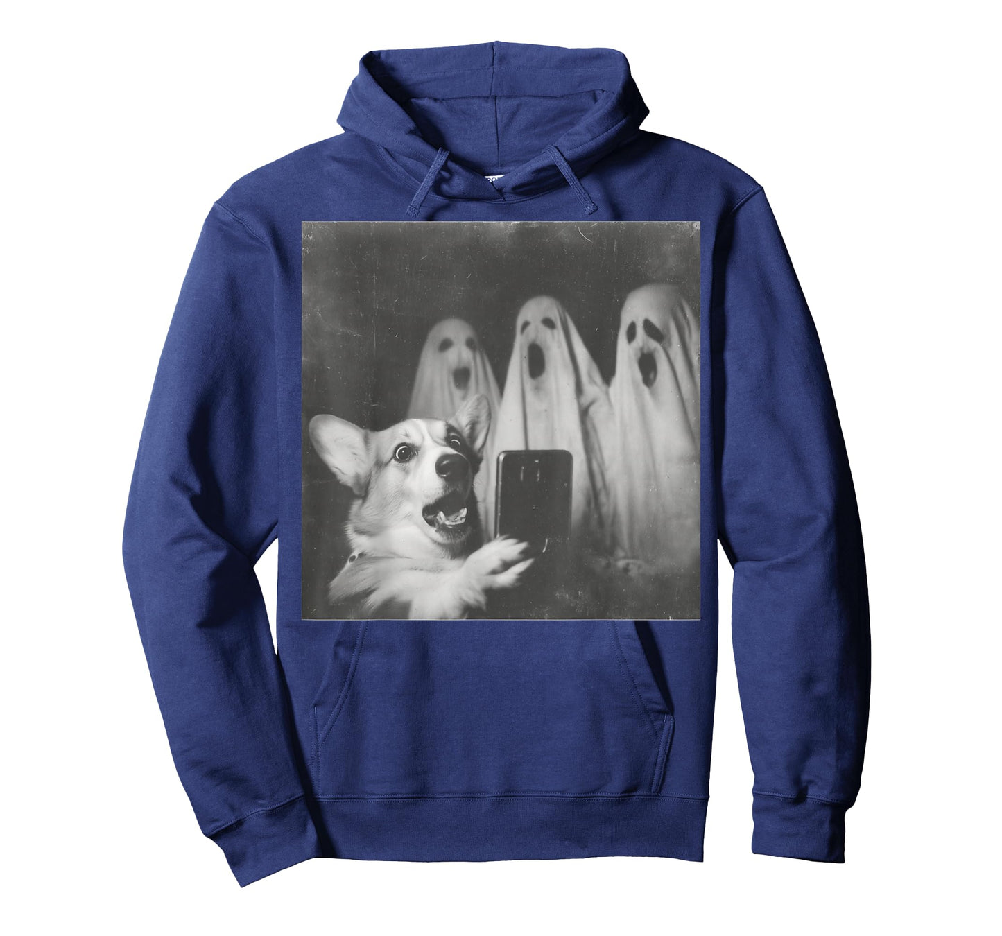 Funny Corgi Selfie with Ghosts, Retro Halloween Design T-Shirt