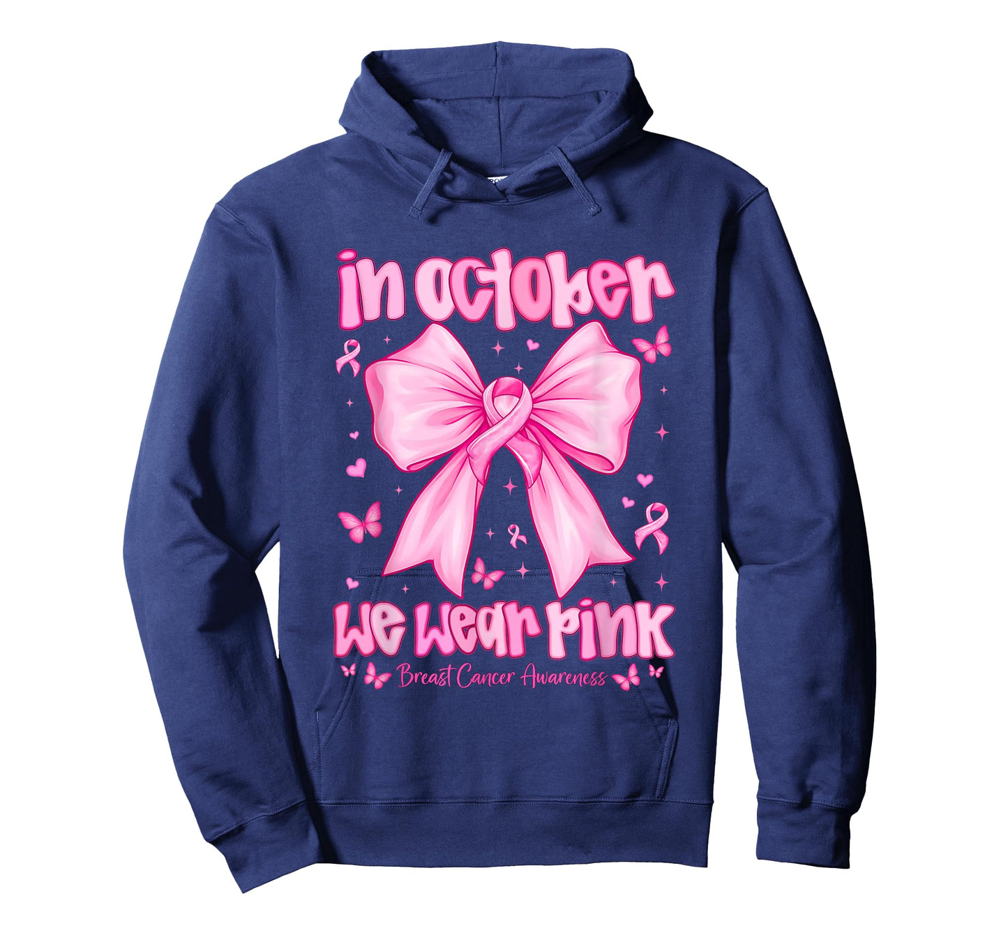 In October We Wear Pink Breast Cancer Awareness Coquette Bow T-Shirt