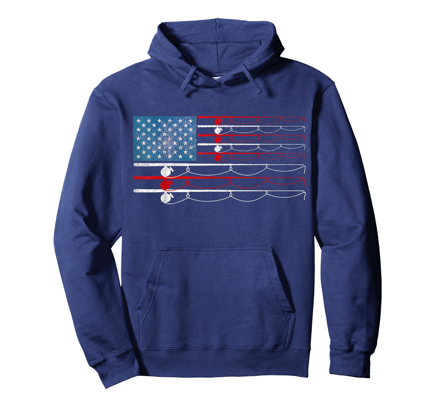USA Flag Fishing Poles Patriotic Fisherman Flag Rod and Reel T-Shirt