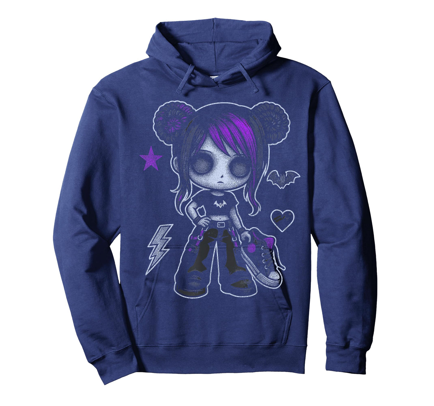Emo Girl With Purple Highlights And Bat Goth Girl T-Shirt