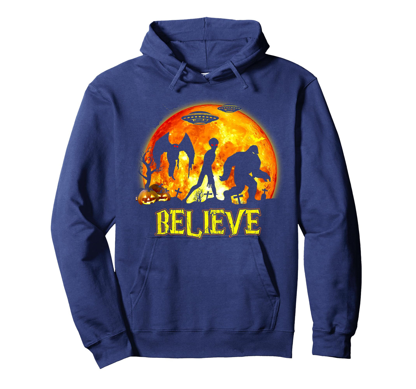 Spooky Believe Bigfoot Mothman Alien Halloween Sasquatch T-Shirt