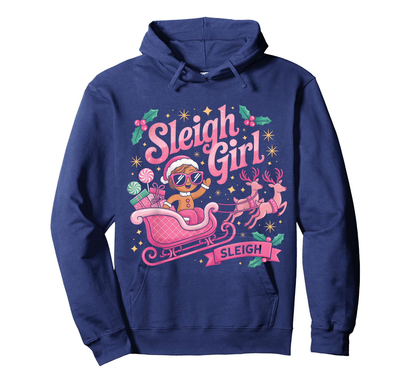 Sleigh Girl Sleigh Gingerbread Reindeer Pink Christmas Women T-Shirt