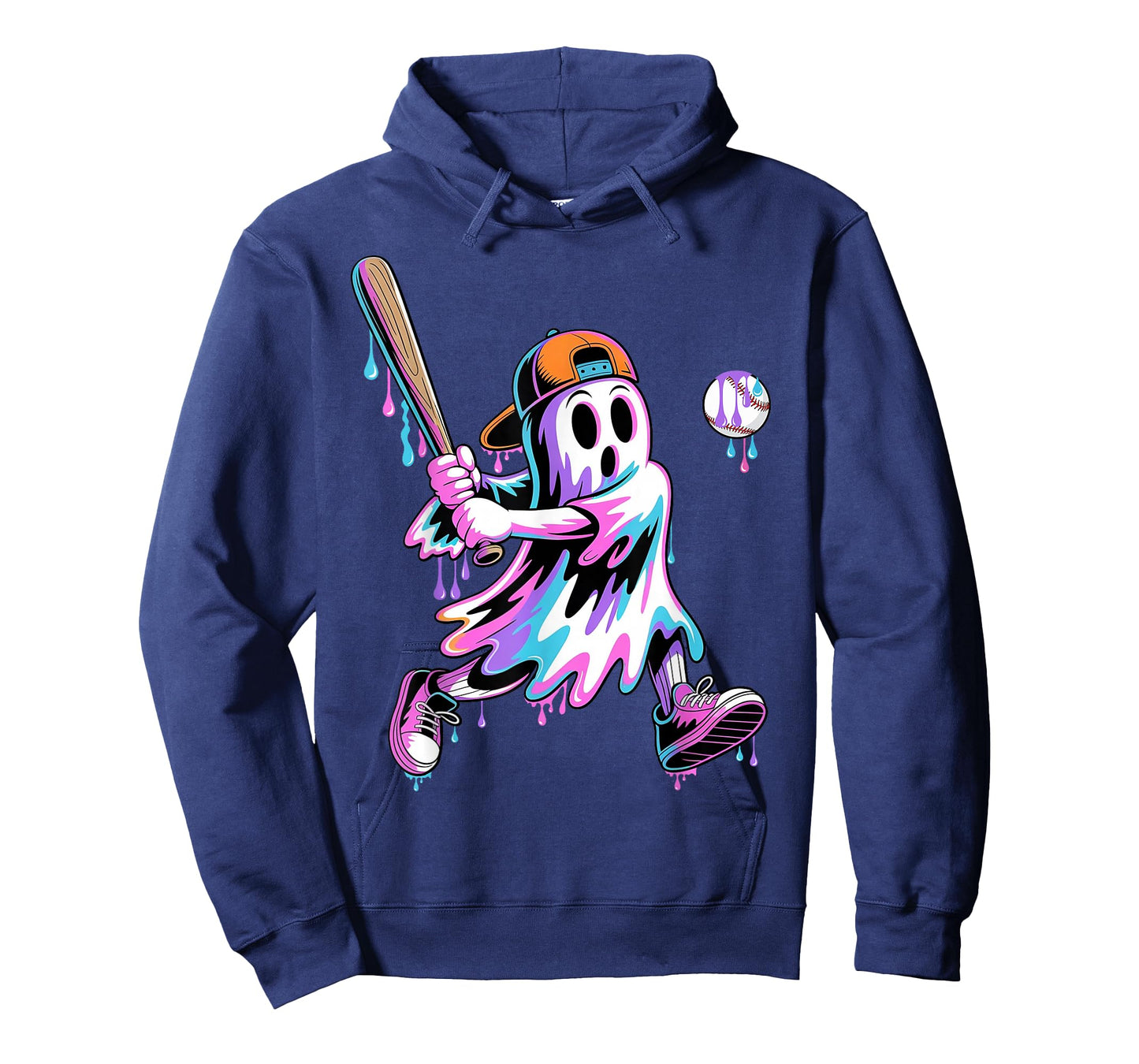 Halloween Ghost Baseball Drip Boys Kids Ice Cream Dripping T-Shirt