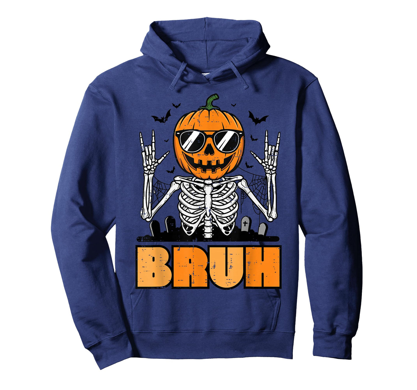 Halloween Skeleton Pumpkin Rock Bruh Costume Men Boys Kids T-Shirt